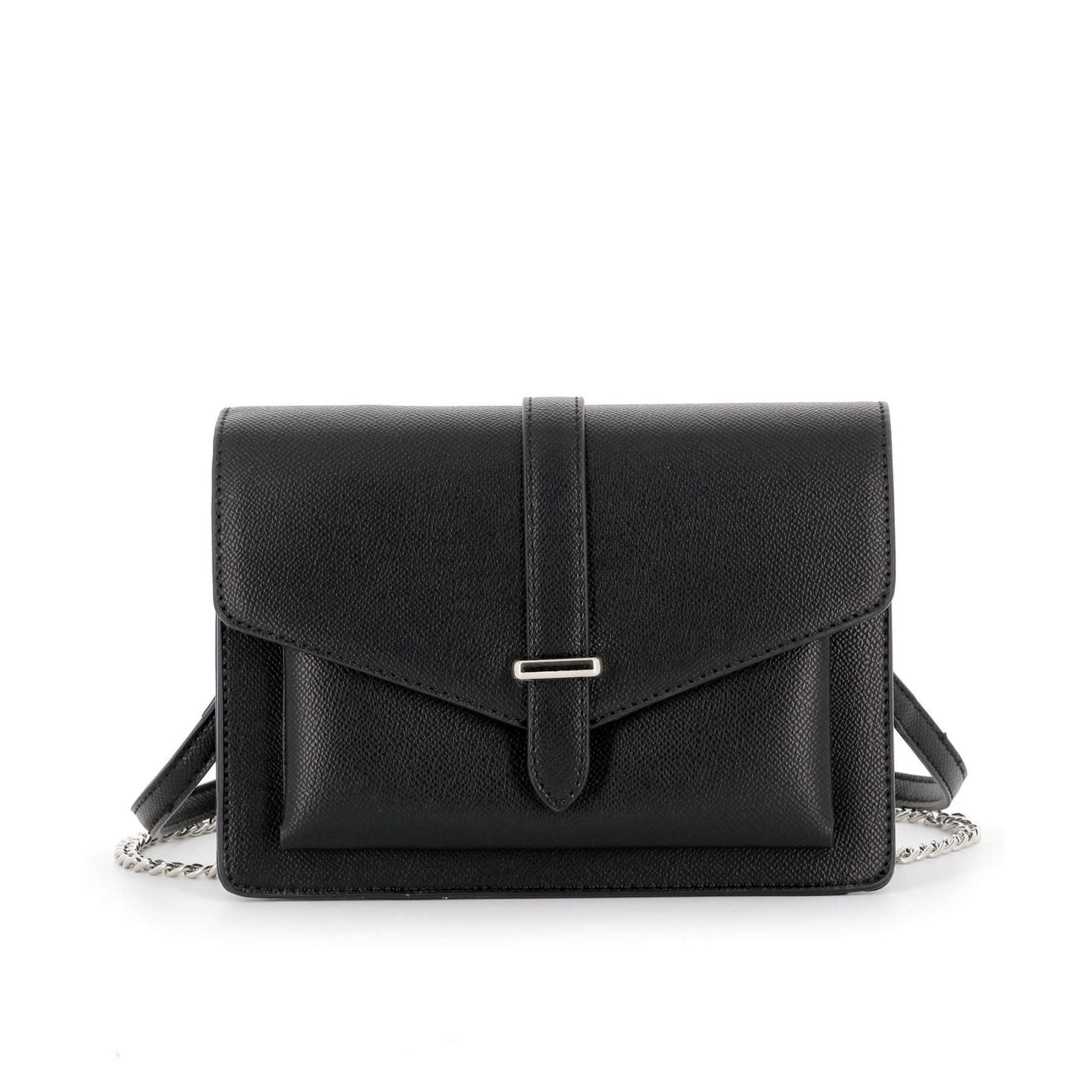 Flora & co petit sac double bandoulières chaîne à magnétique Noir