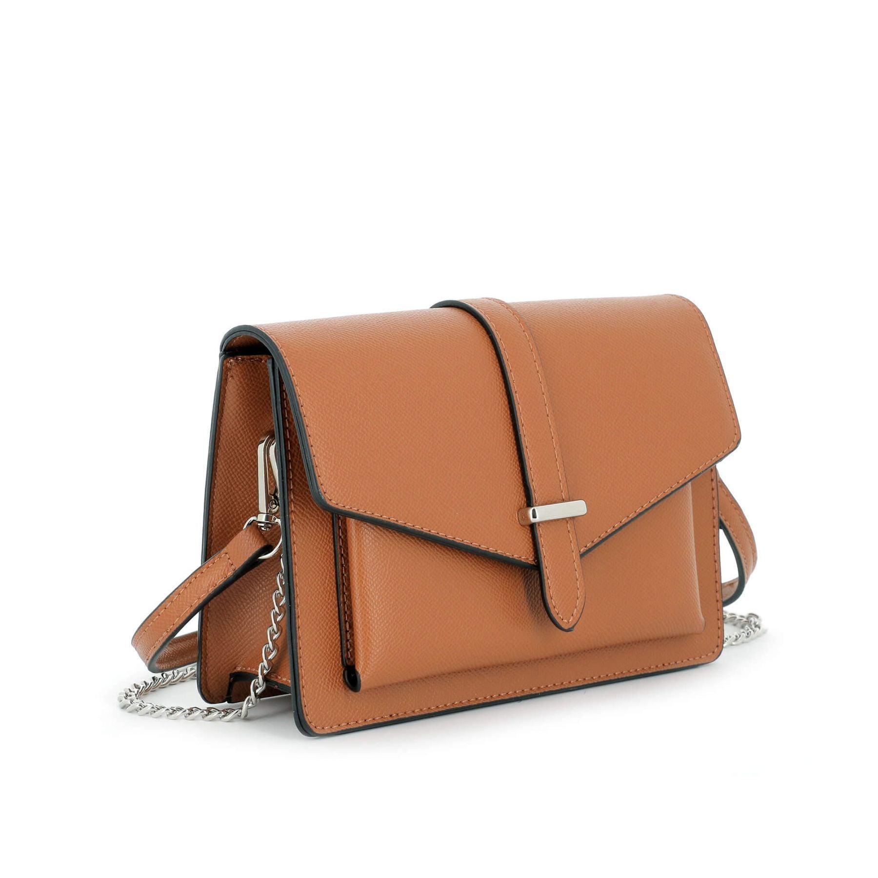 Flora & co petit sac double bandoulières chaîne à magnétique Camel