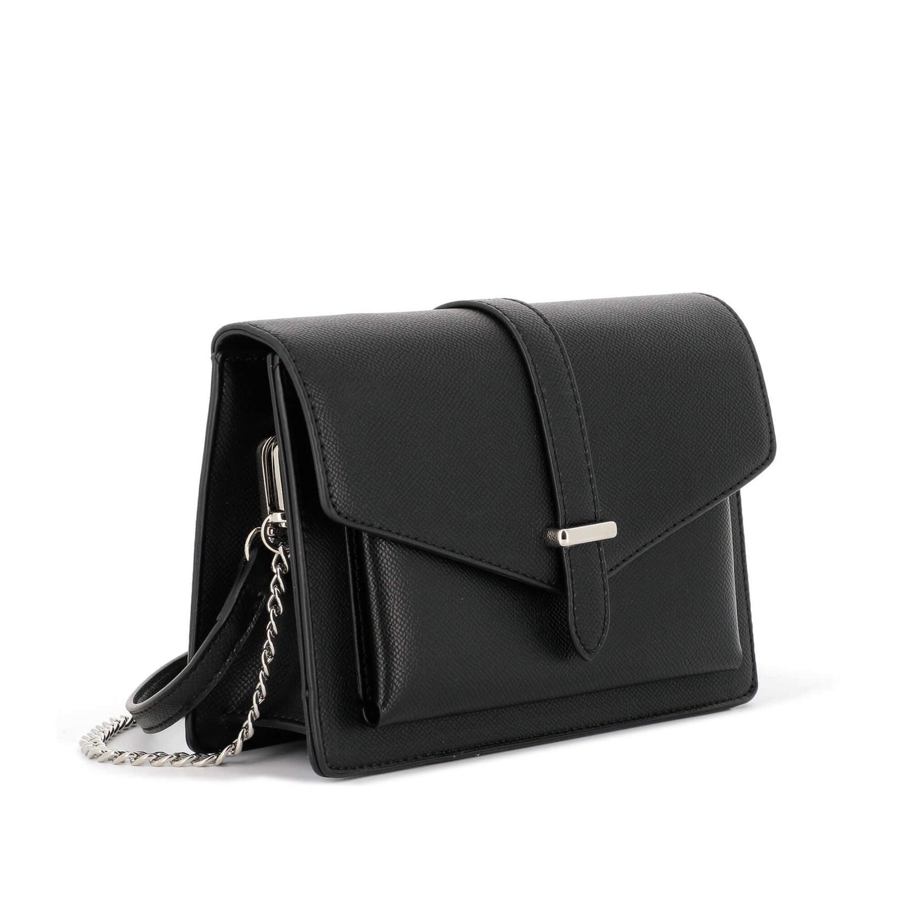 Flora & co petit sac double bandoulières chaîne à magnétique Noir