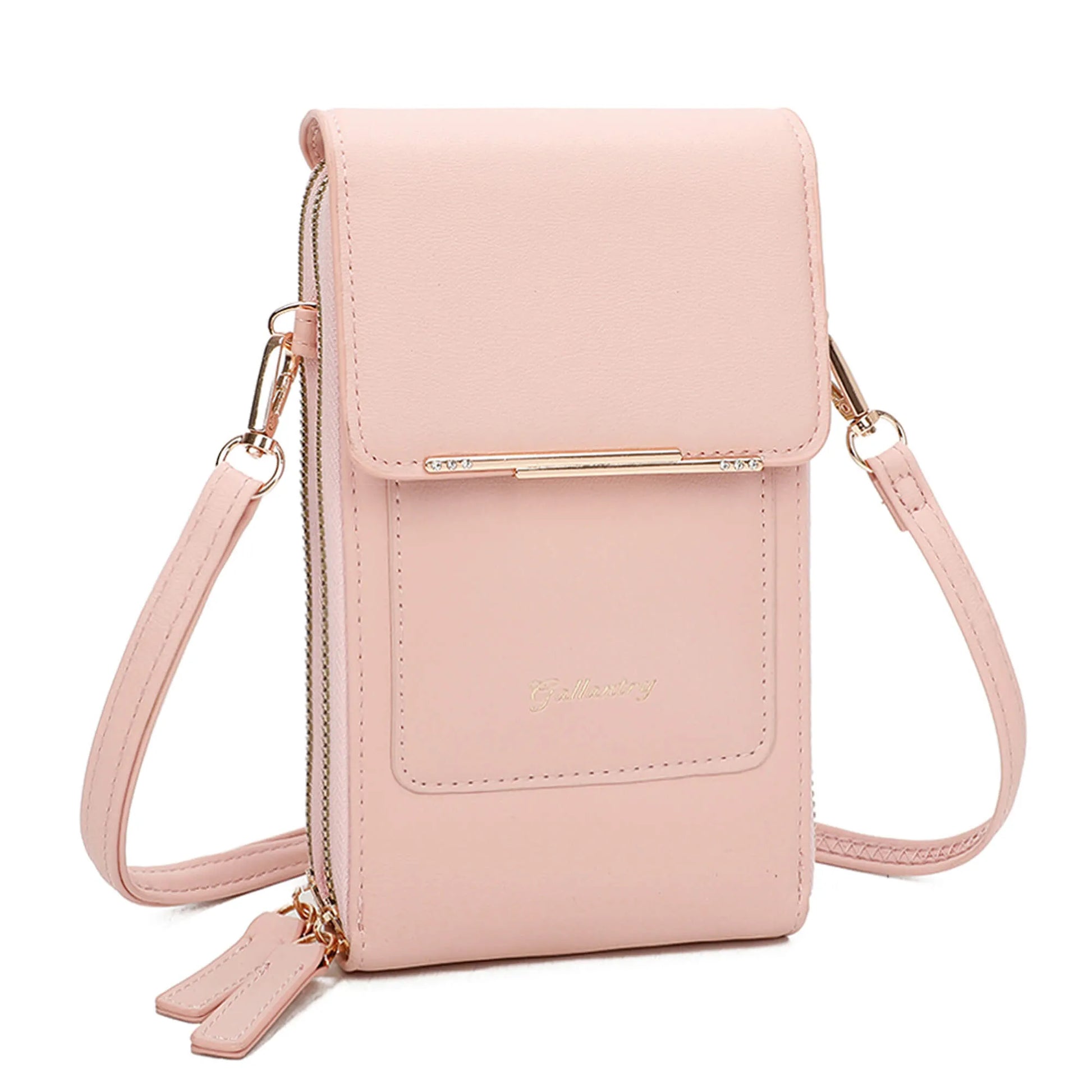 Vue 3 du Pochette bandoulière femme smartphone rose en Synthétique couleur ROSE - Détail.