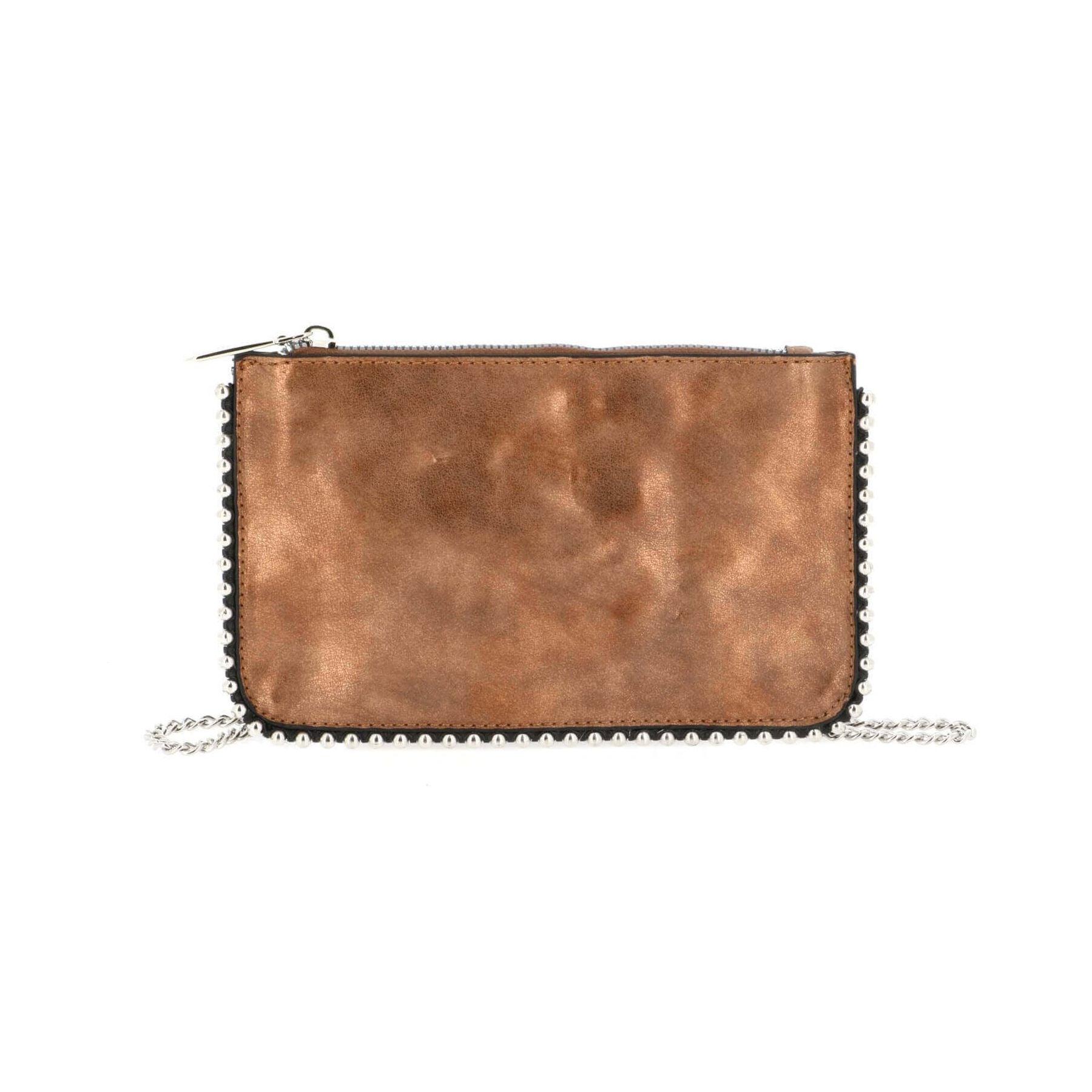 Flora & co pochette chaînette femme à bille daim brillant Marron