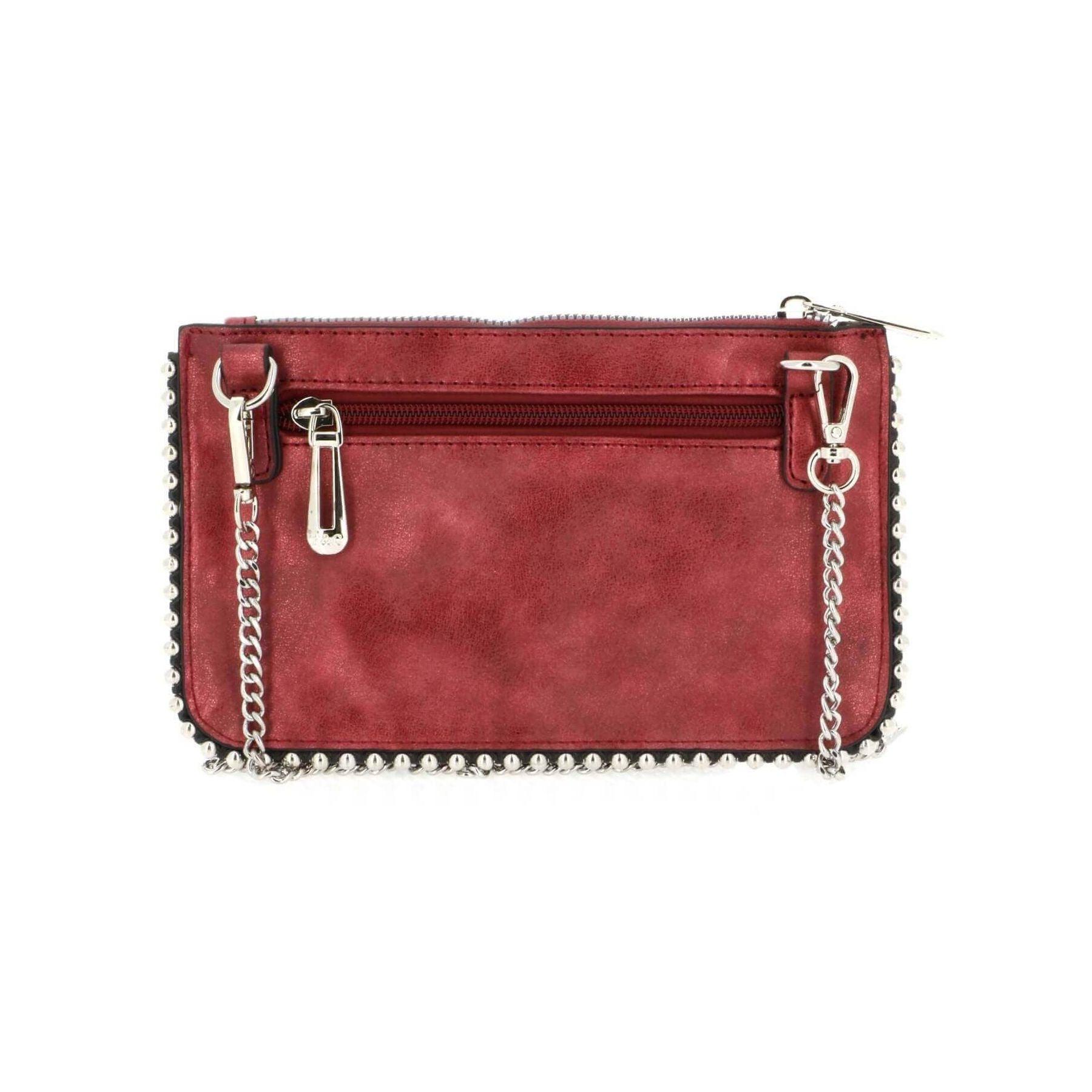 Flora & co pochette chaînette femme à bille daim brillant Bordeaux