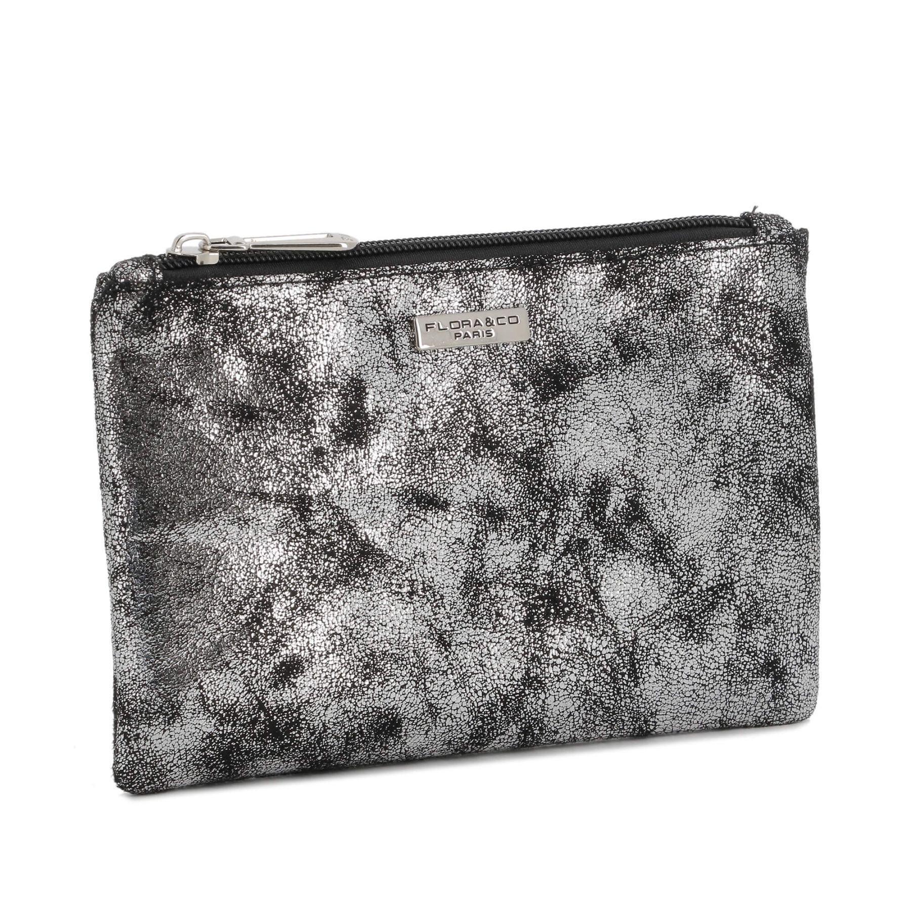 Flora & co Pochette femme similicuir suédine irisé Gris Argent