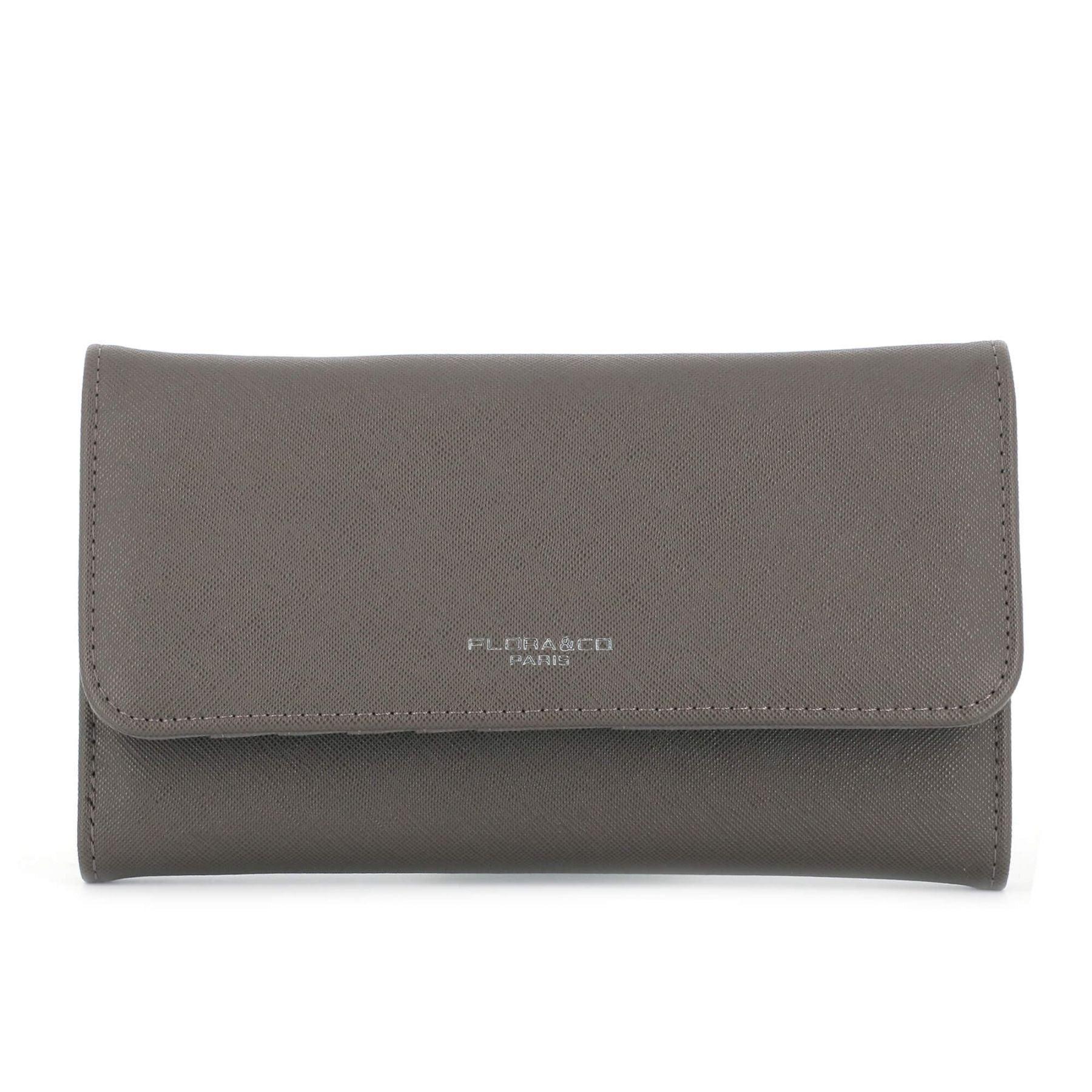 Flora & co Porte chéquier portefeuille femme tout en un Taupe Fonce