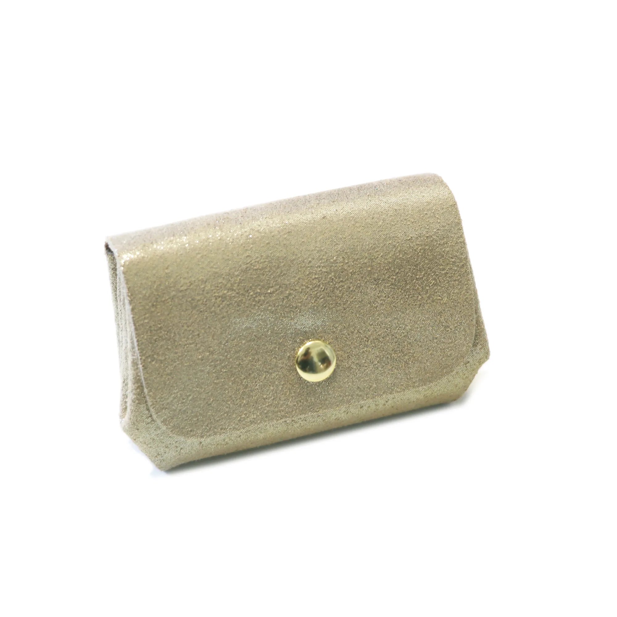 Vue 2 du Porte-monnaie bourse cuir daim irisé 04P Beige en Cuir couleur BEIGE - Detail.