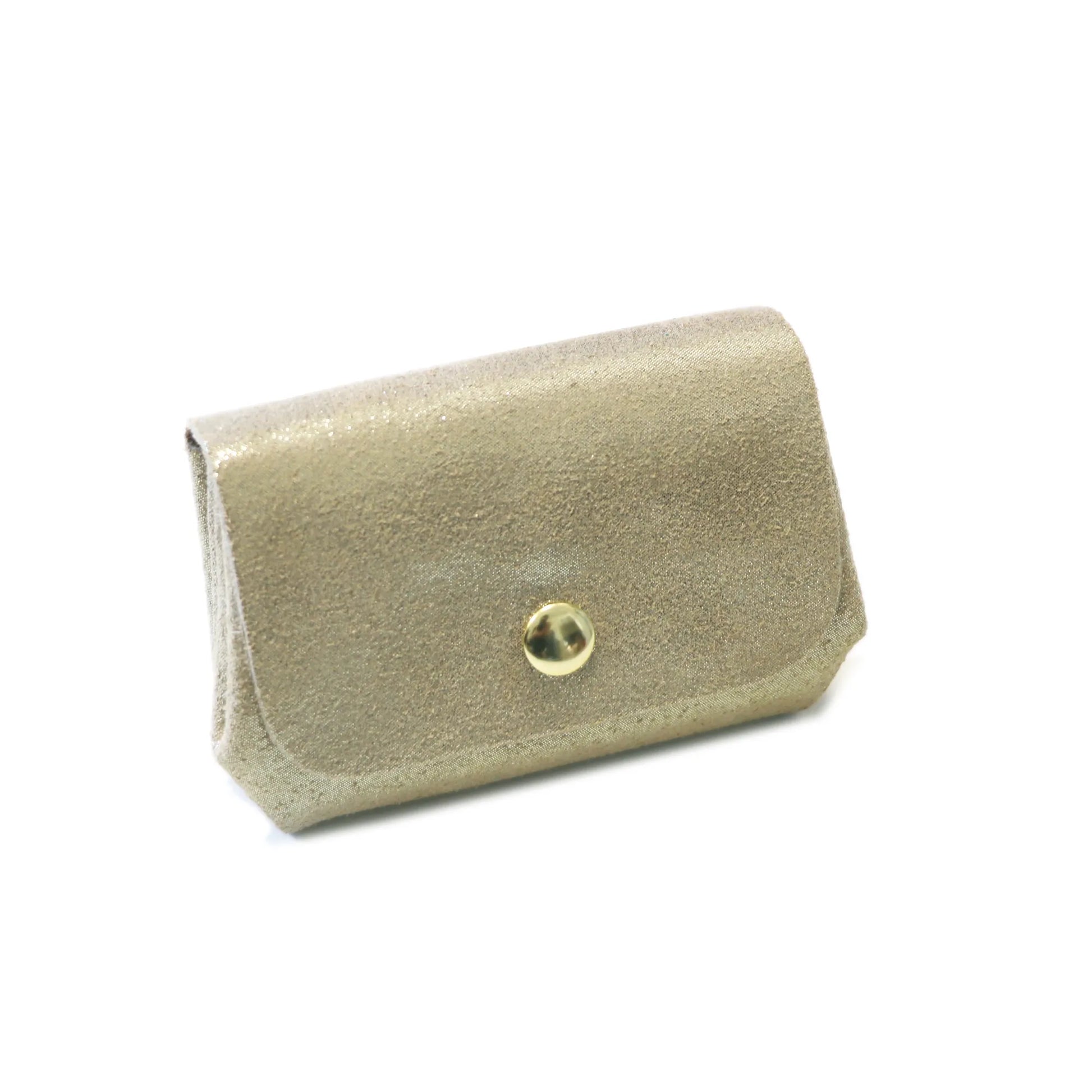 Vue 2 du Porte-monnaie bourse cuir daim irisé 04P Beige en Cuir couleur BEIGE - Detail.