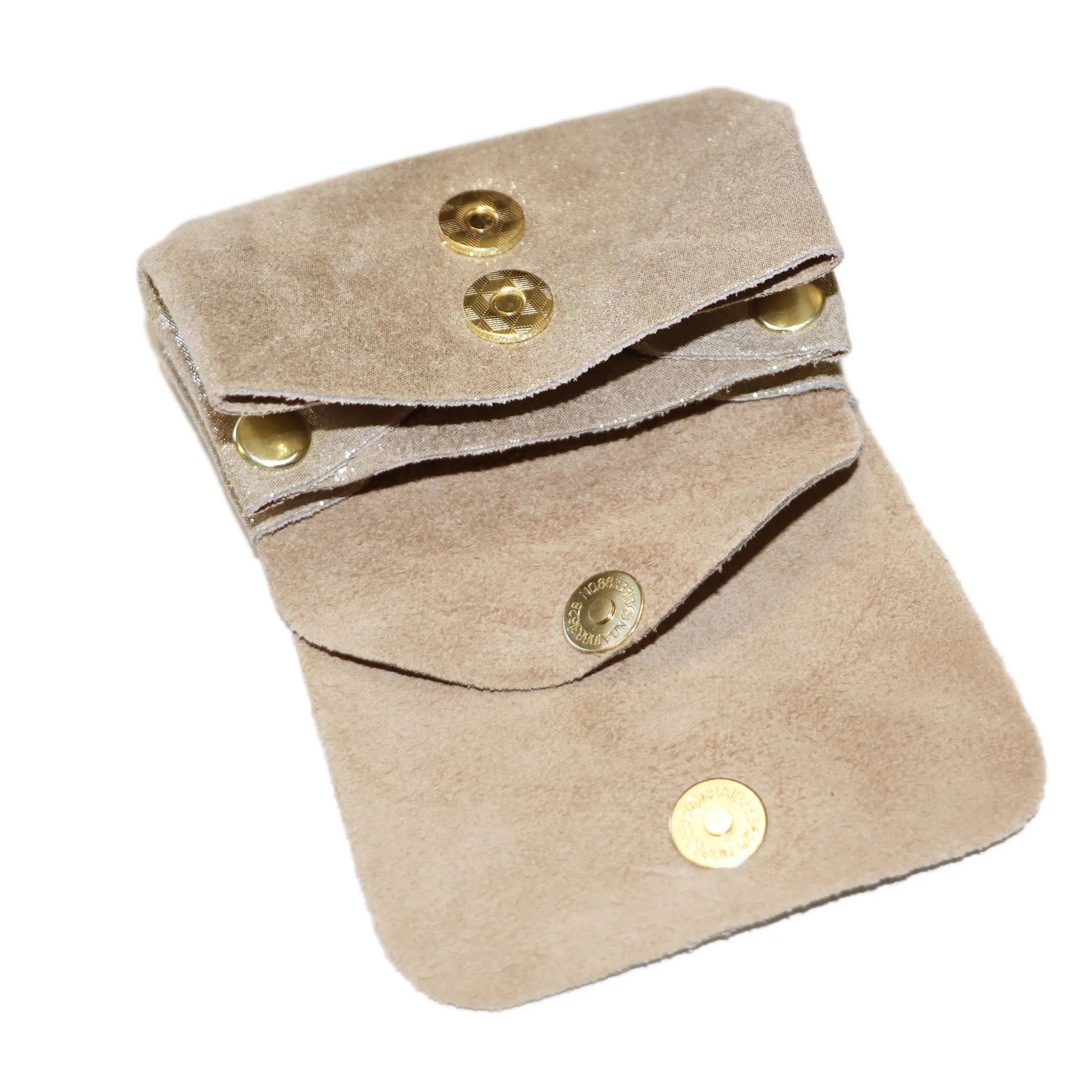 Vue 3 du Porte-monnaie bourse cuir daim irisé 04P Beige en Cuir couleur BEIGE - Detail.