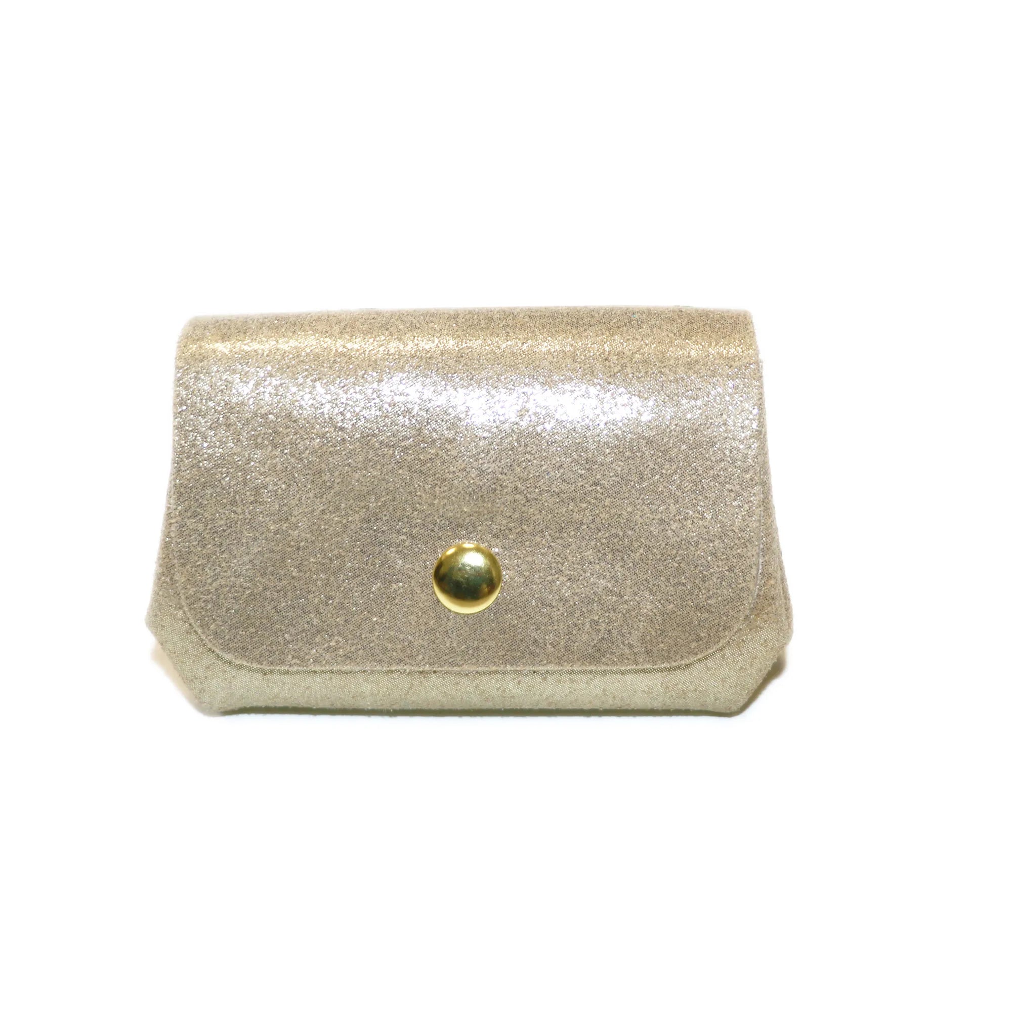 Vue principale du Porte-monnaie bourse cuir daim irisé 04P Beige en Cuir couleur BEIGE.