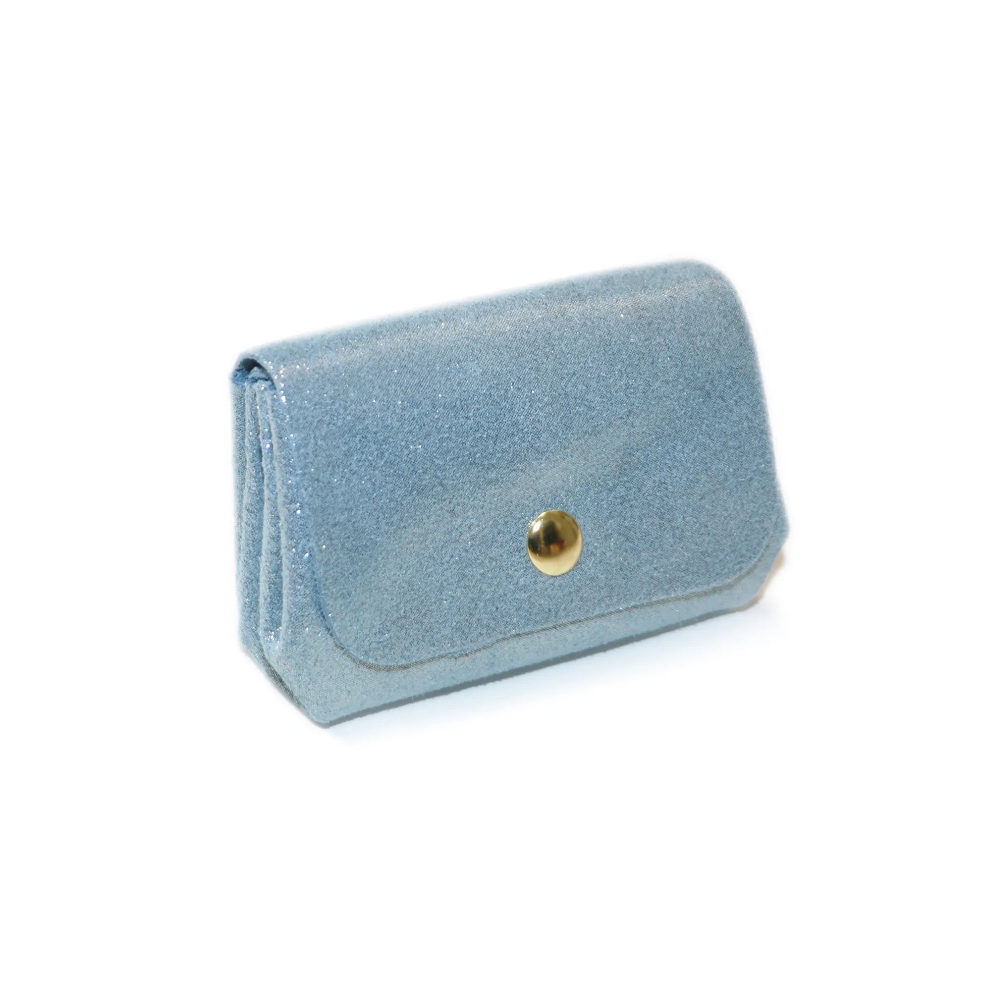 Vue 2 du Porte-monnaie bourse cuir daim irisé 04P Bleu Clair en Cuir couleur BLEU CLAIR - Detail.