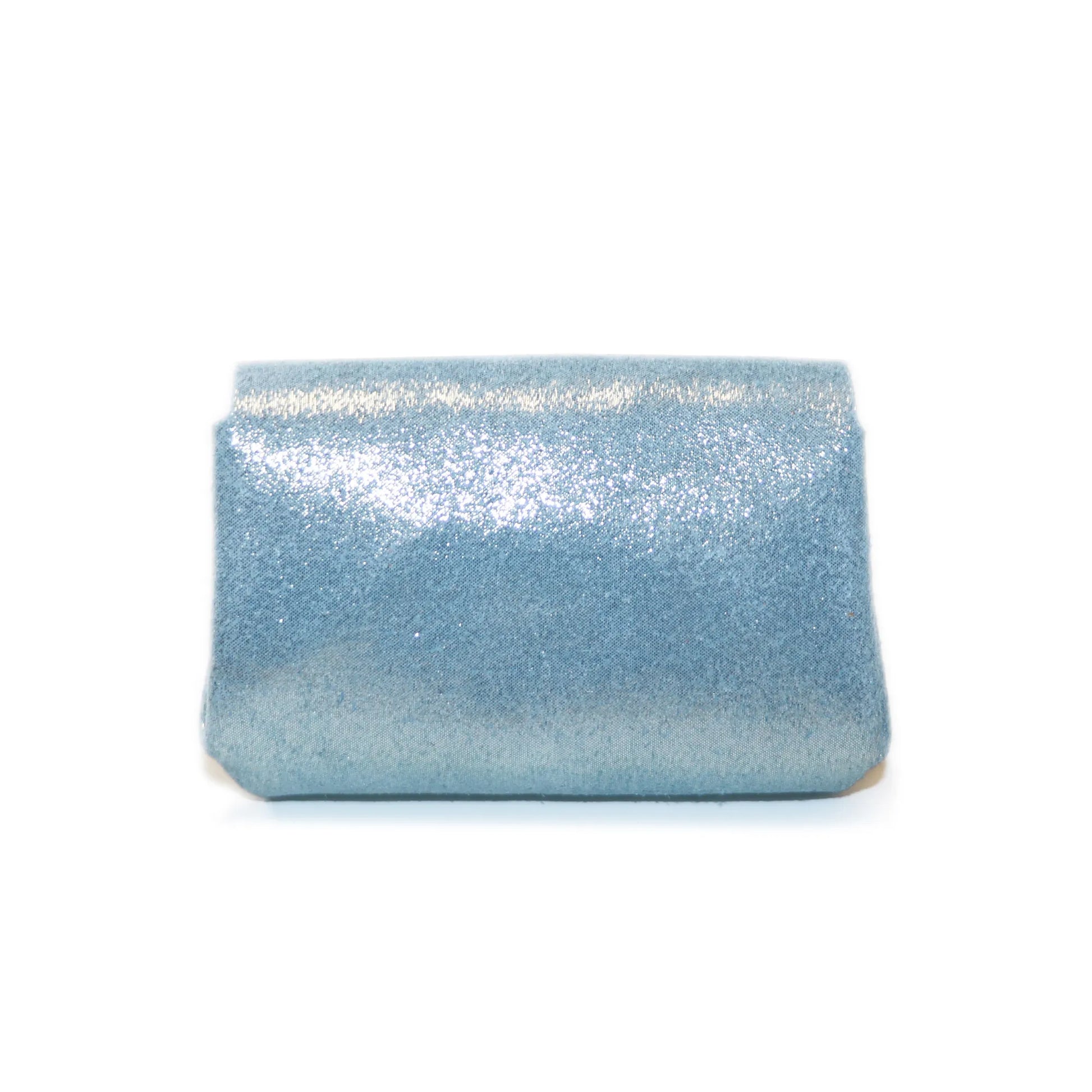 Vue 5 du Porte-monnaie bourse cuir daim irisé 04P Bleu Clair en Cuir couleur BLEU CLAIR - Detail.