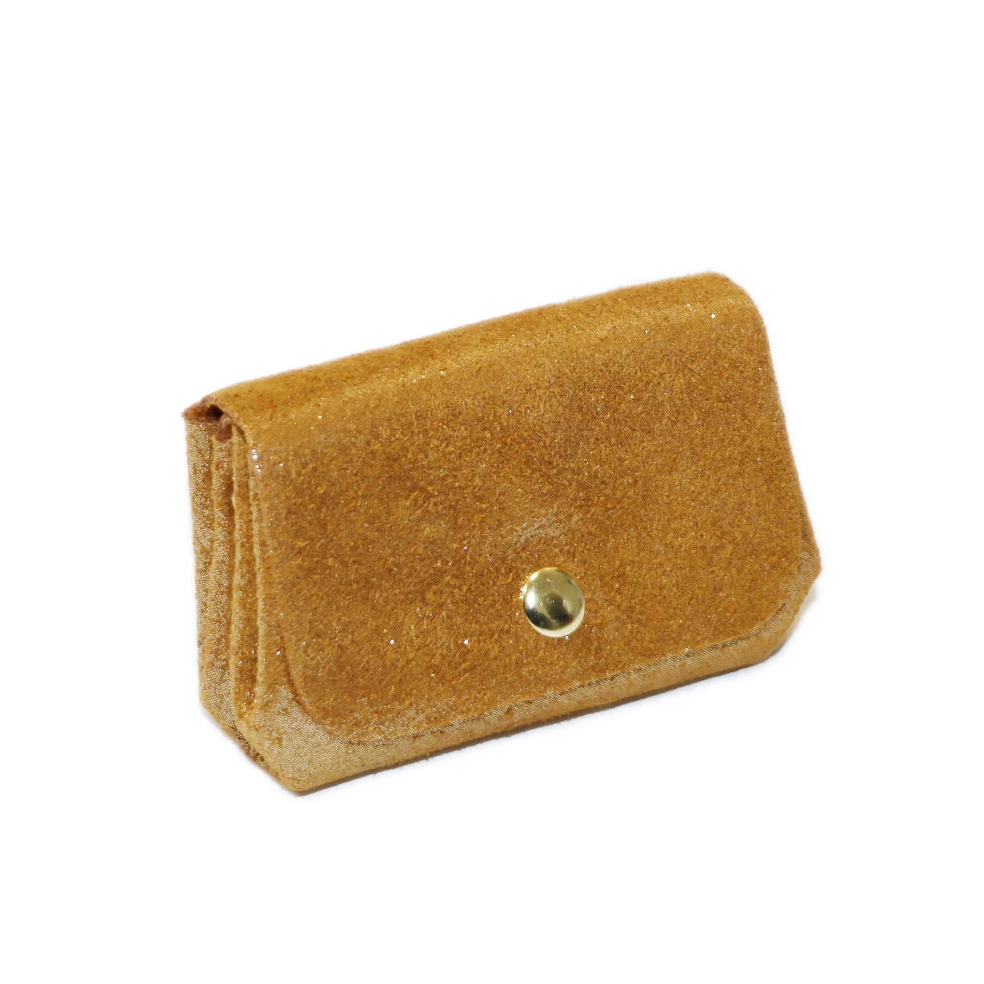 Vue 2 du Porte-monnaie bourse cuir daim irisé 04P Camel en Cuir couleur CAMEL - Detail.