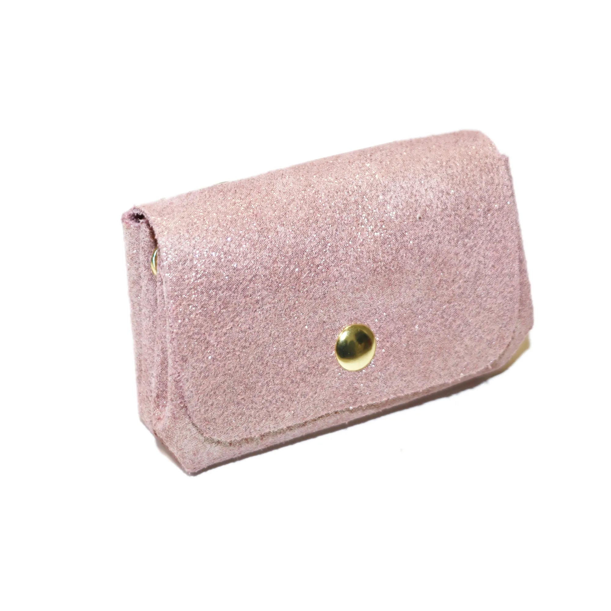 Vue 2 du Porte-monnaie bourse cuir daim irisé 04P Rose en Cuir couleur ROSE - Detail.