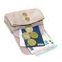 Vue 4 du Porte-monnaie bourse cuir daim irisé 04P Rose en Cuir couleur ROSE - Detail.