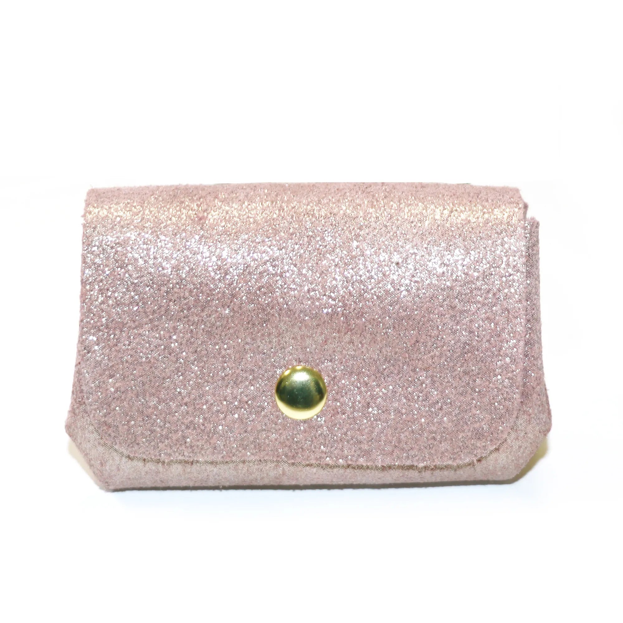 Vue principale du Porte-monnaie bourse cuir daim irisé 04P Rose en Cuir couleur ROSE.