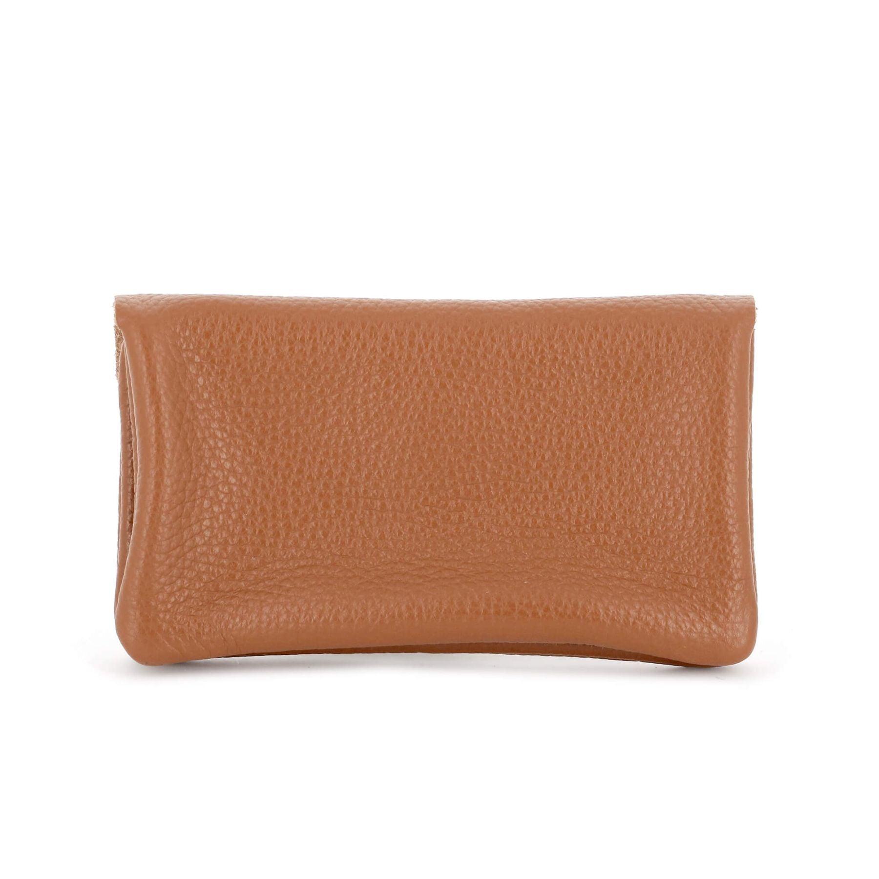 Made in Italy Porte-Monnaie Cartes Cuir Grainé Camel