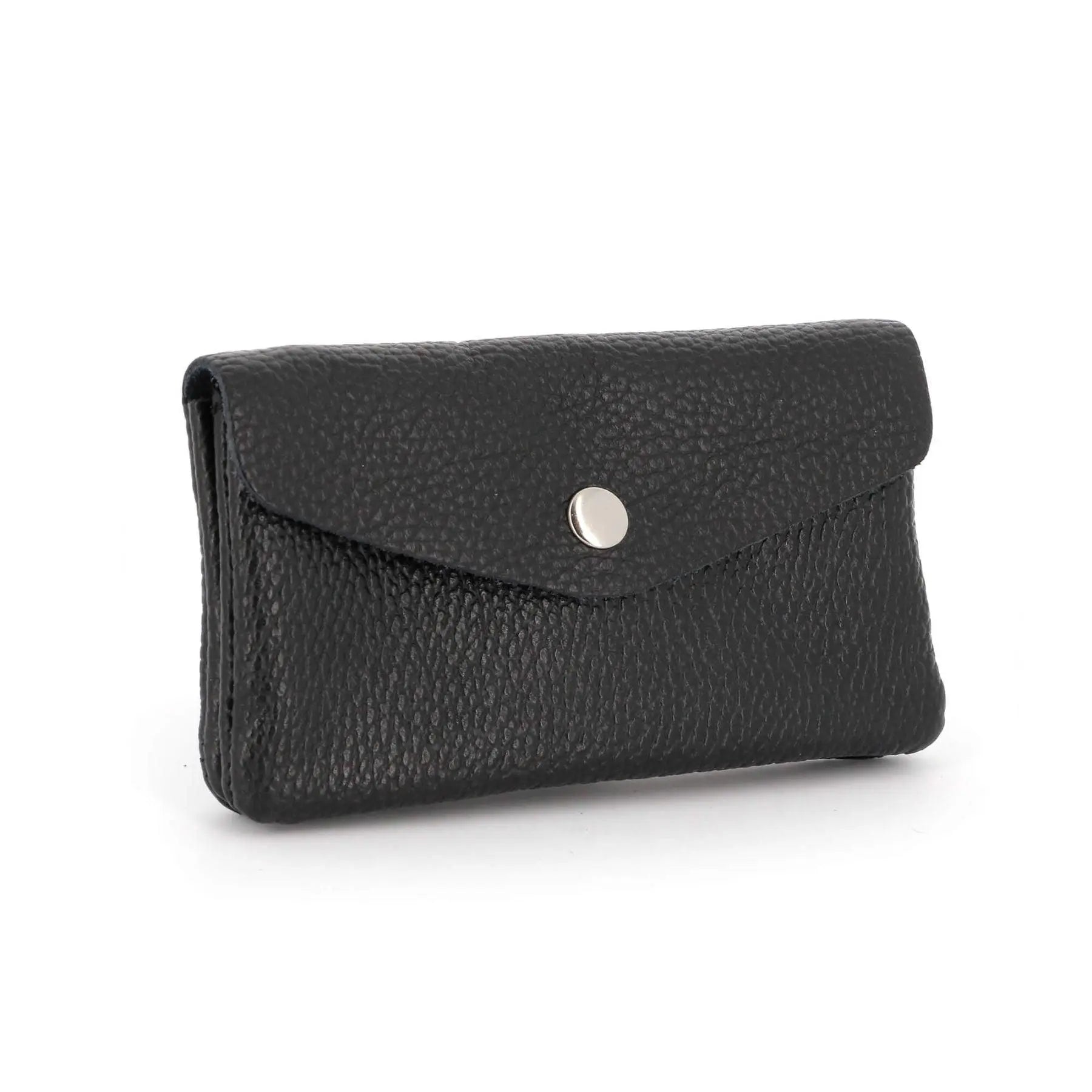 Made in Italy Porte-Monnaie Cartes Cuir Grainé Noir