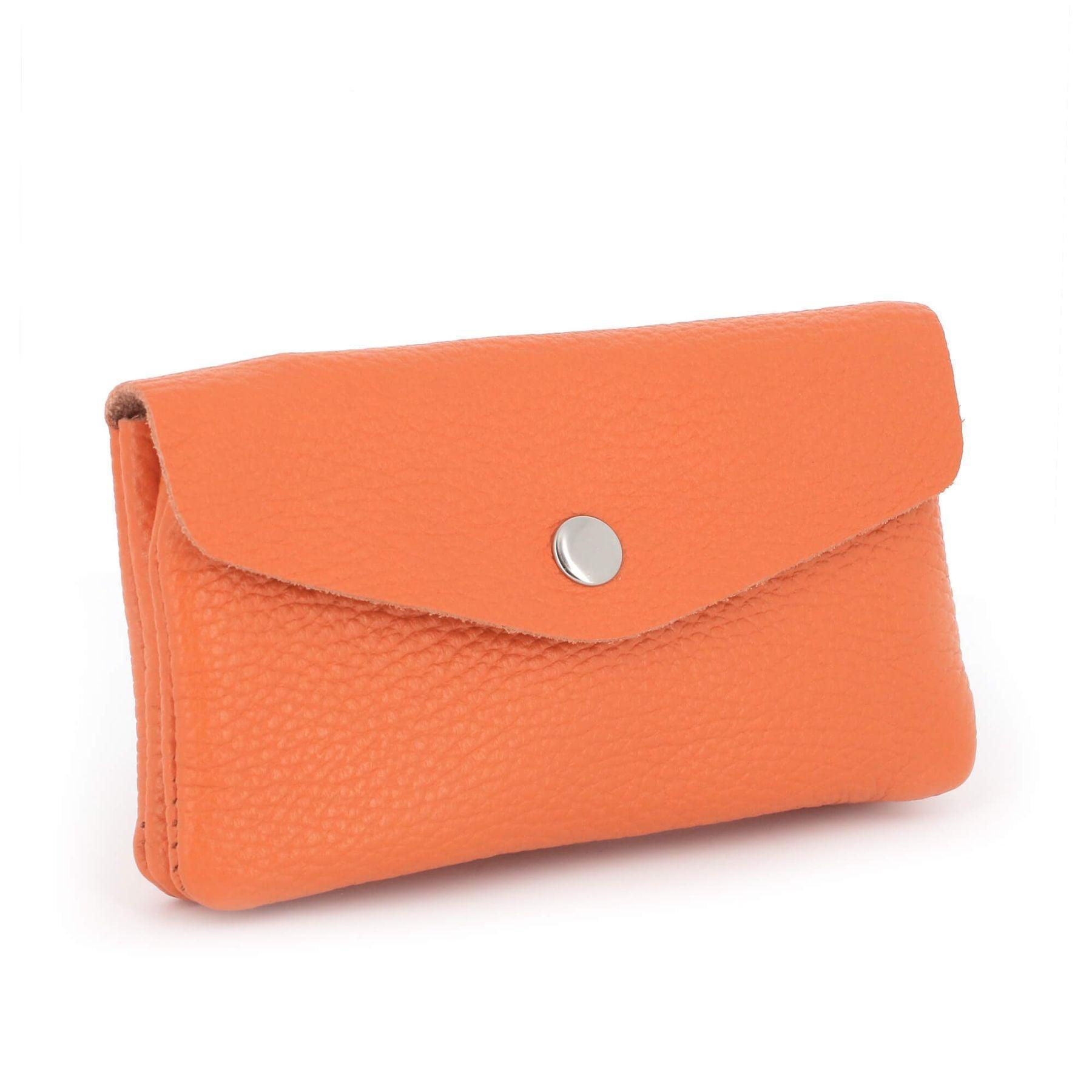 Made in Italy Porte-Monnaie Cartes Cuir Grainé Orange