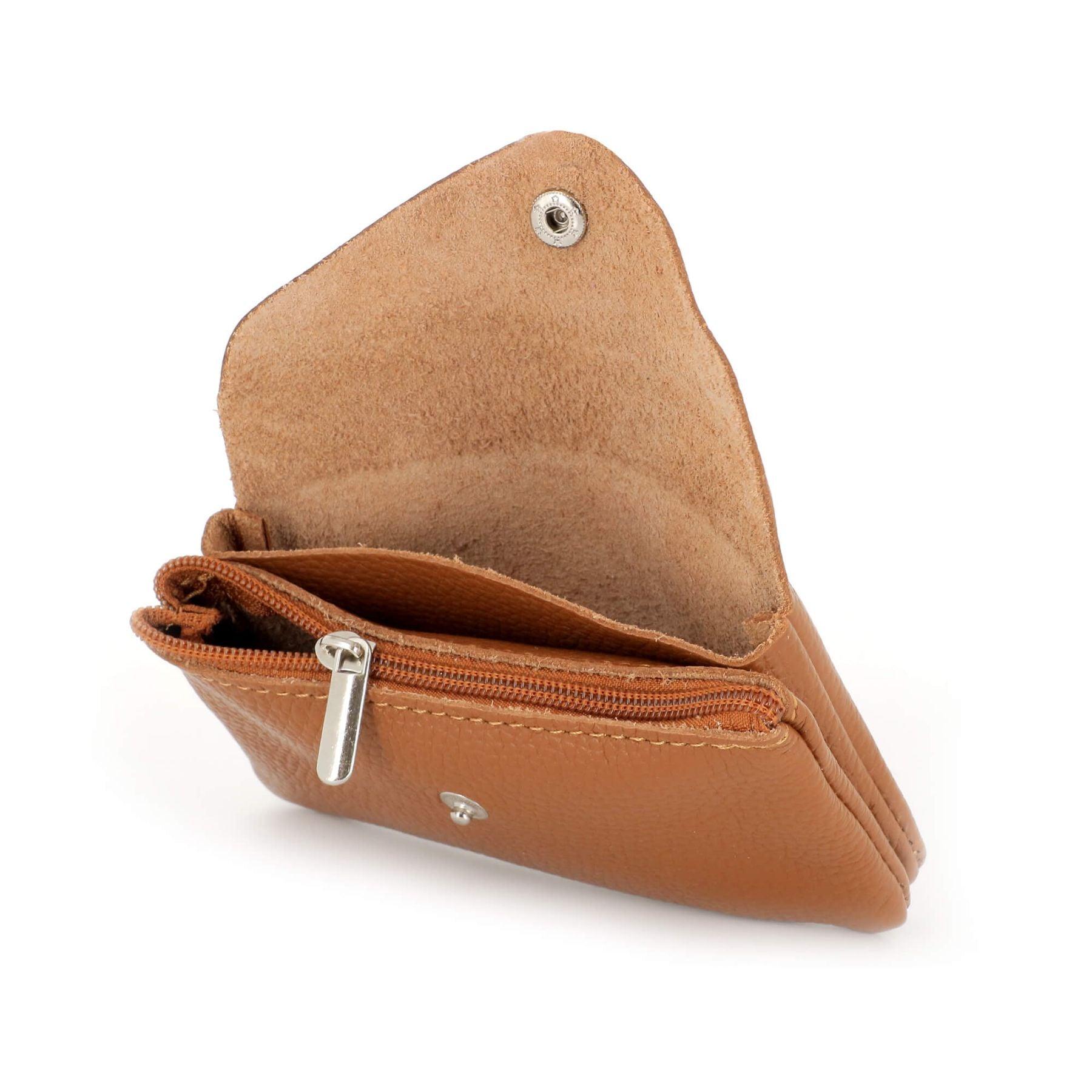 Made in Italy Porte-Monnaie Cartes Cuir Grainé Camel