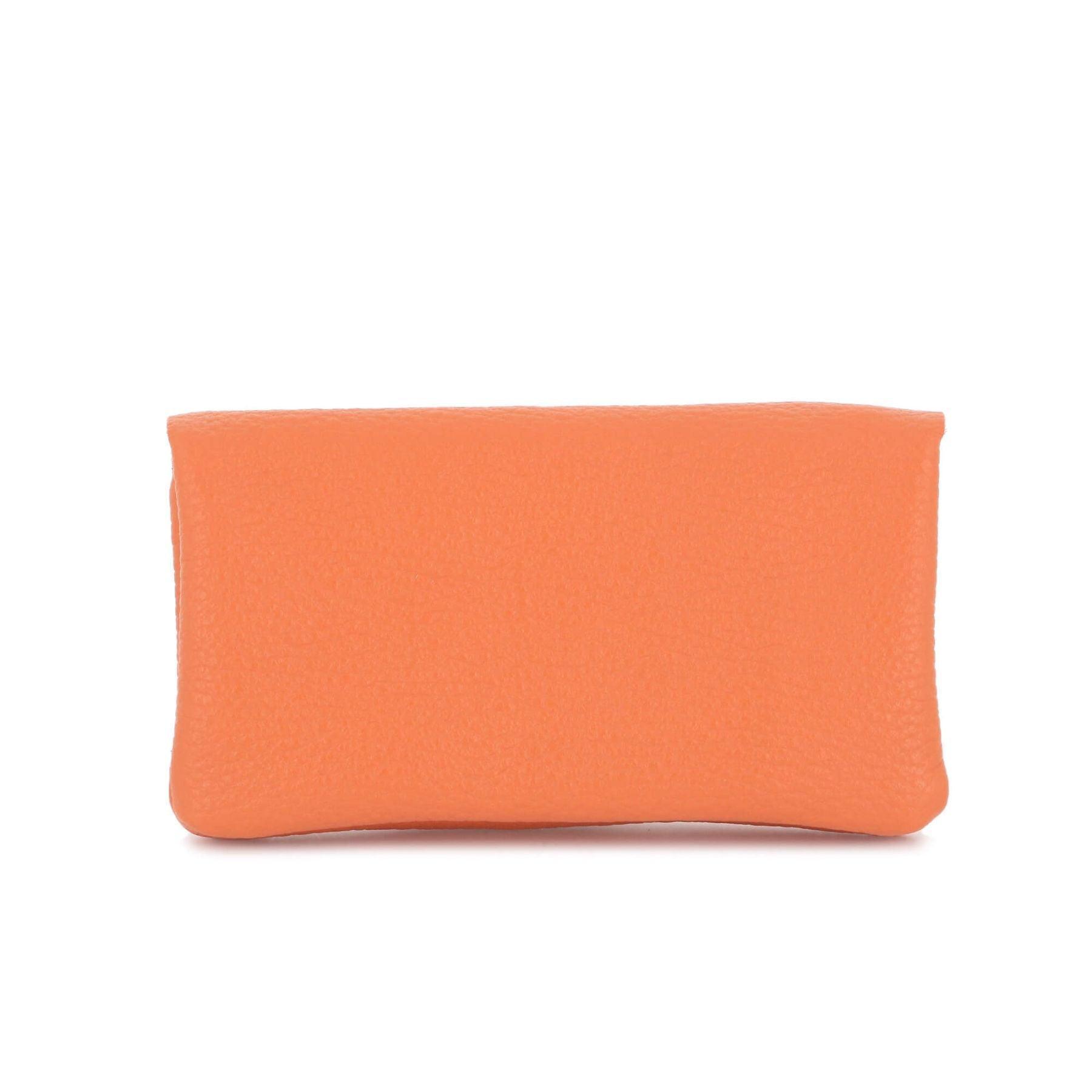 Made in Italy Porte-Monnaie Cartes Cuir Grainé Orange