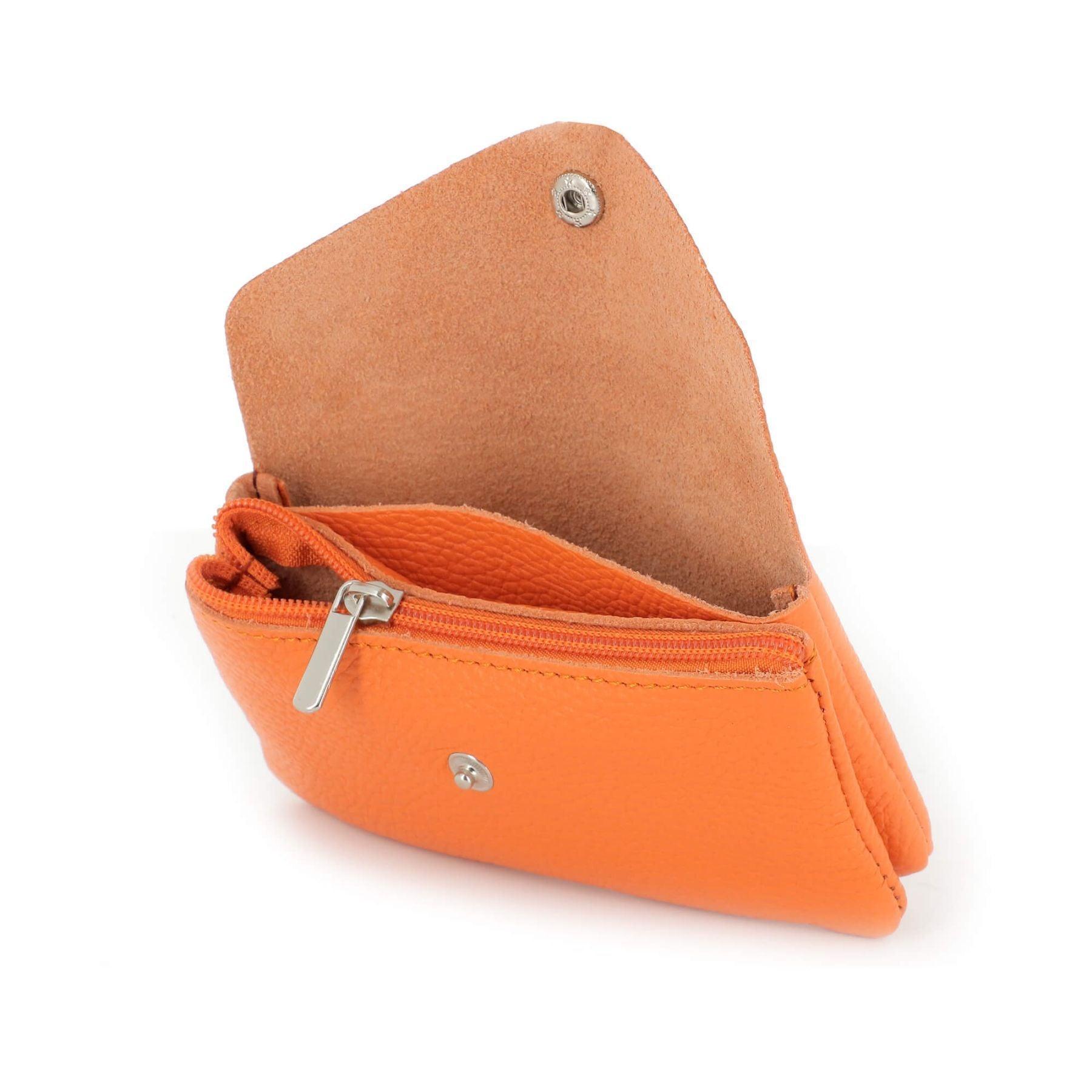 Made in Italy Porte-Monnaie Cartes Cuir Grainé Orange