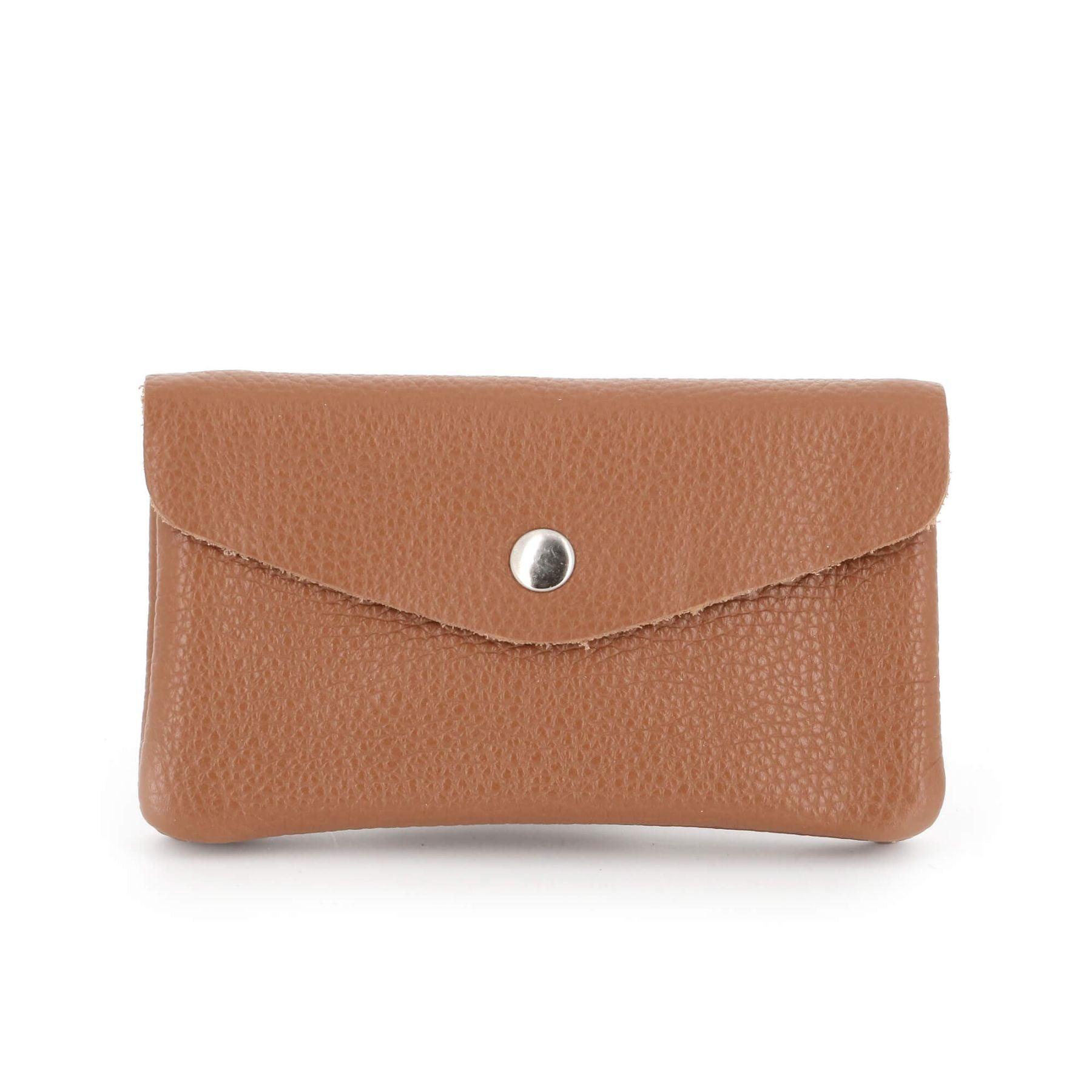 Made in Italy Porte-Monnaie Cartes Cuir Grainé Camel