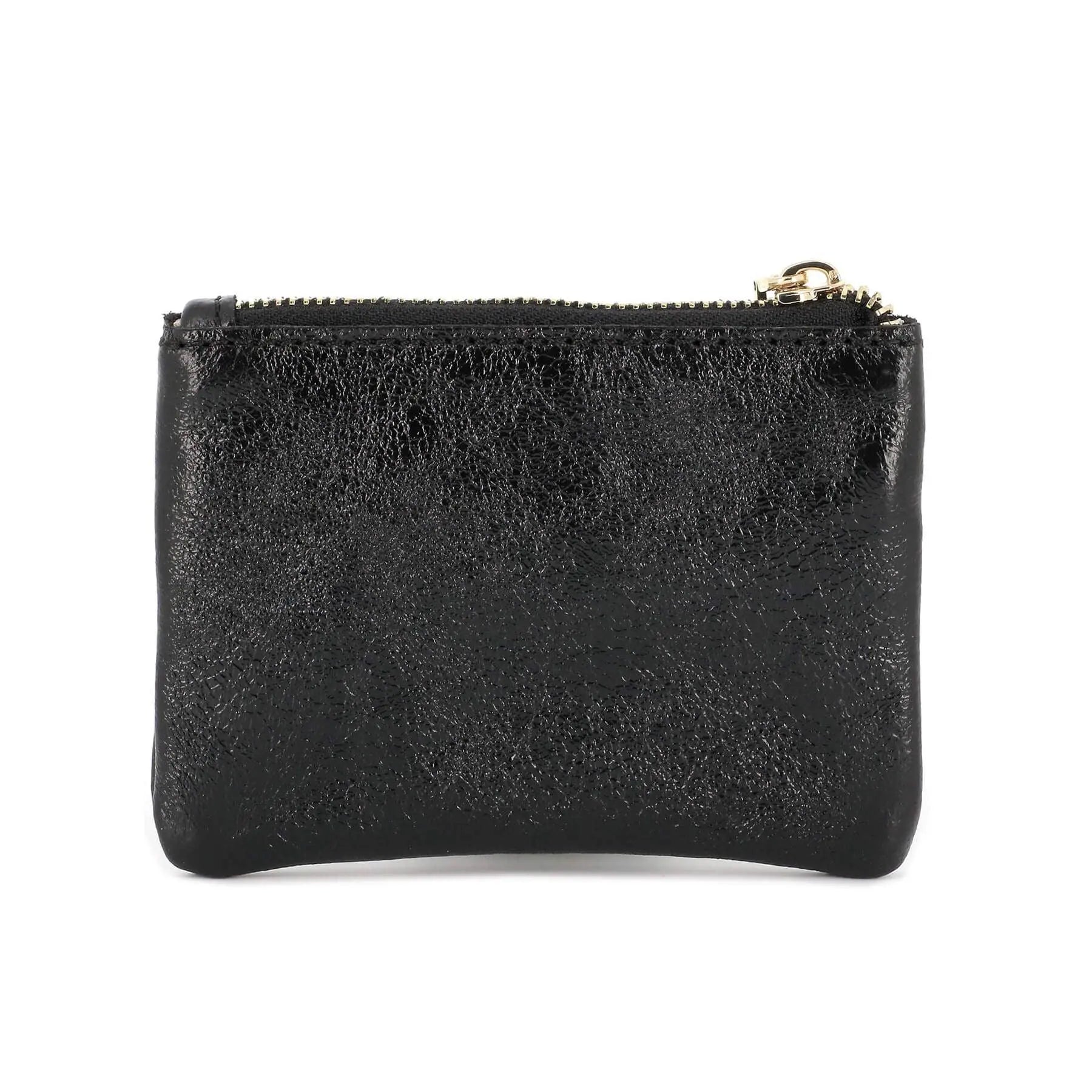 Made in Italy Porte-monnaie Cartes Cuir Véritable Irisé Noir