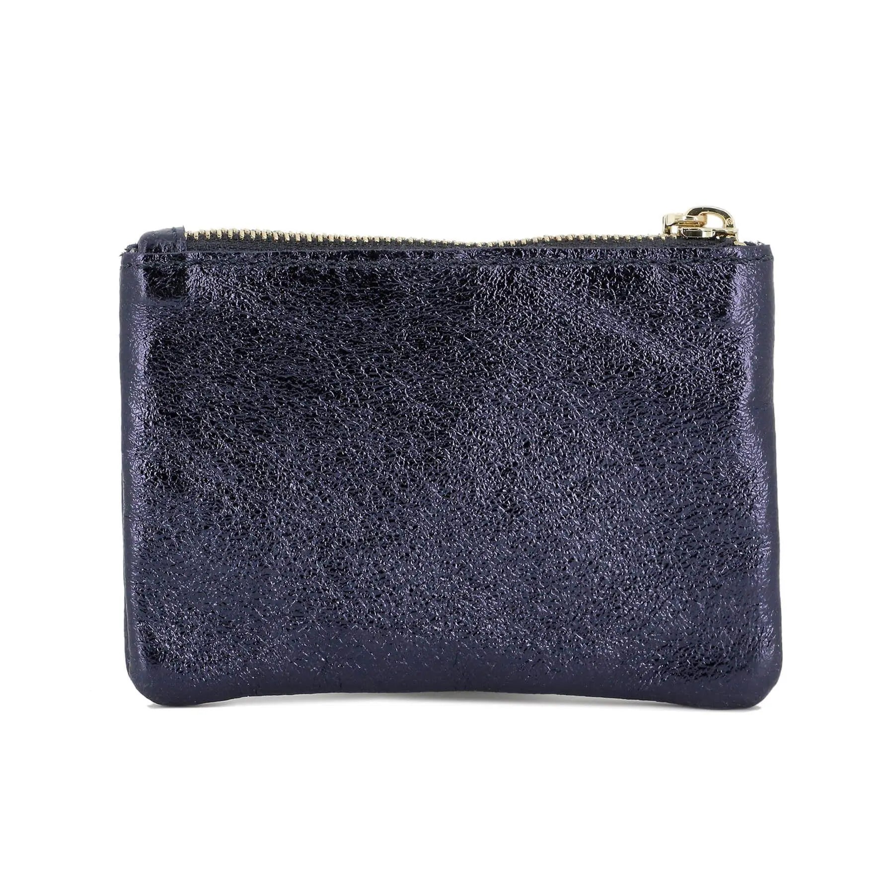 Made in Italy Porte-monnaie Cartes Cuir Véritable Irisé Bleu