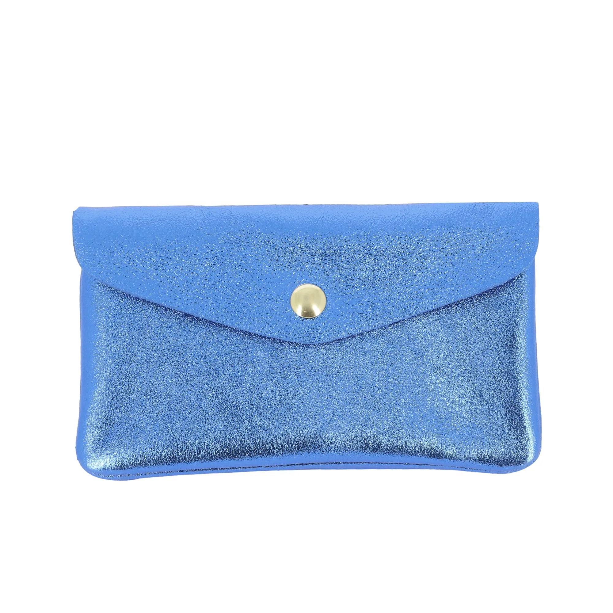 Vue principale du Porte-monnaie cartes femme cuir irisé 051 Bleu Vif en Cuir couleur BLEU VIF.