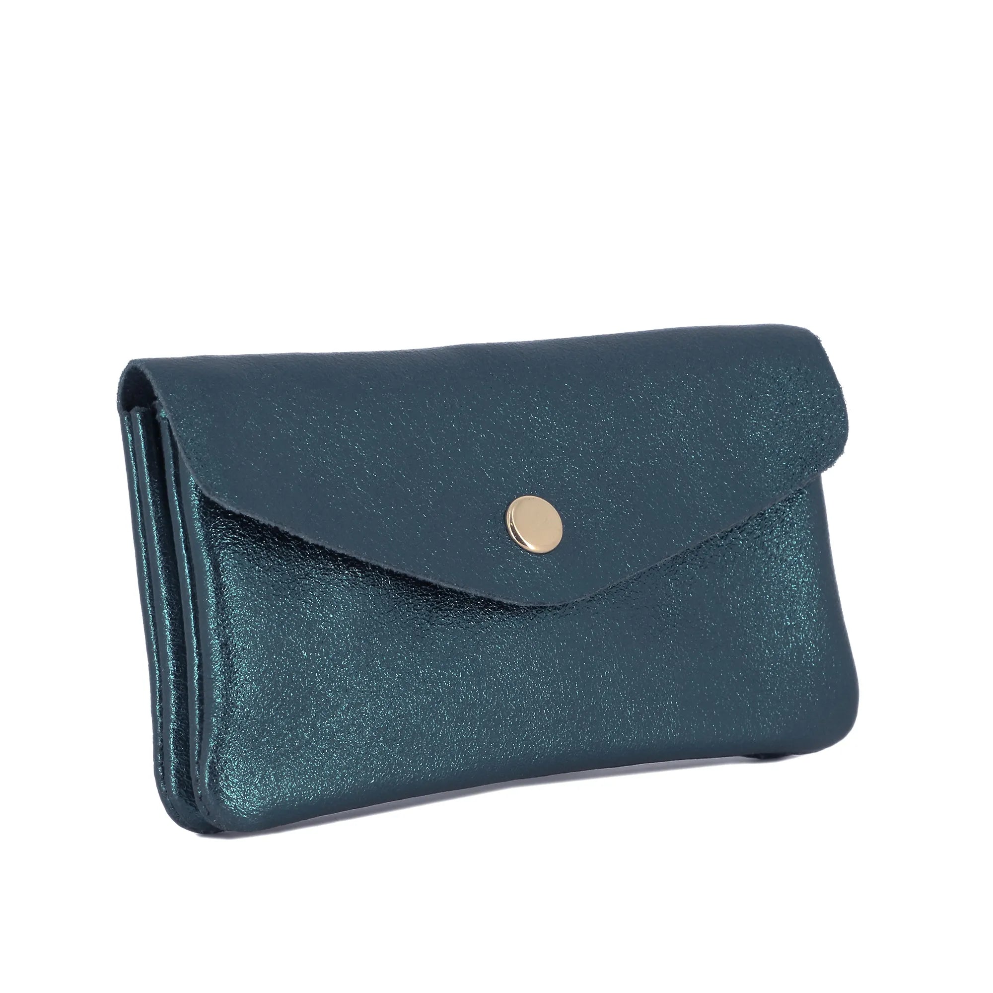 Vue 2 du Porte-monnaie cartes femme cuir irisé 051 Pétrole en Cuir couleur BLEU PETROLE - Detail.