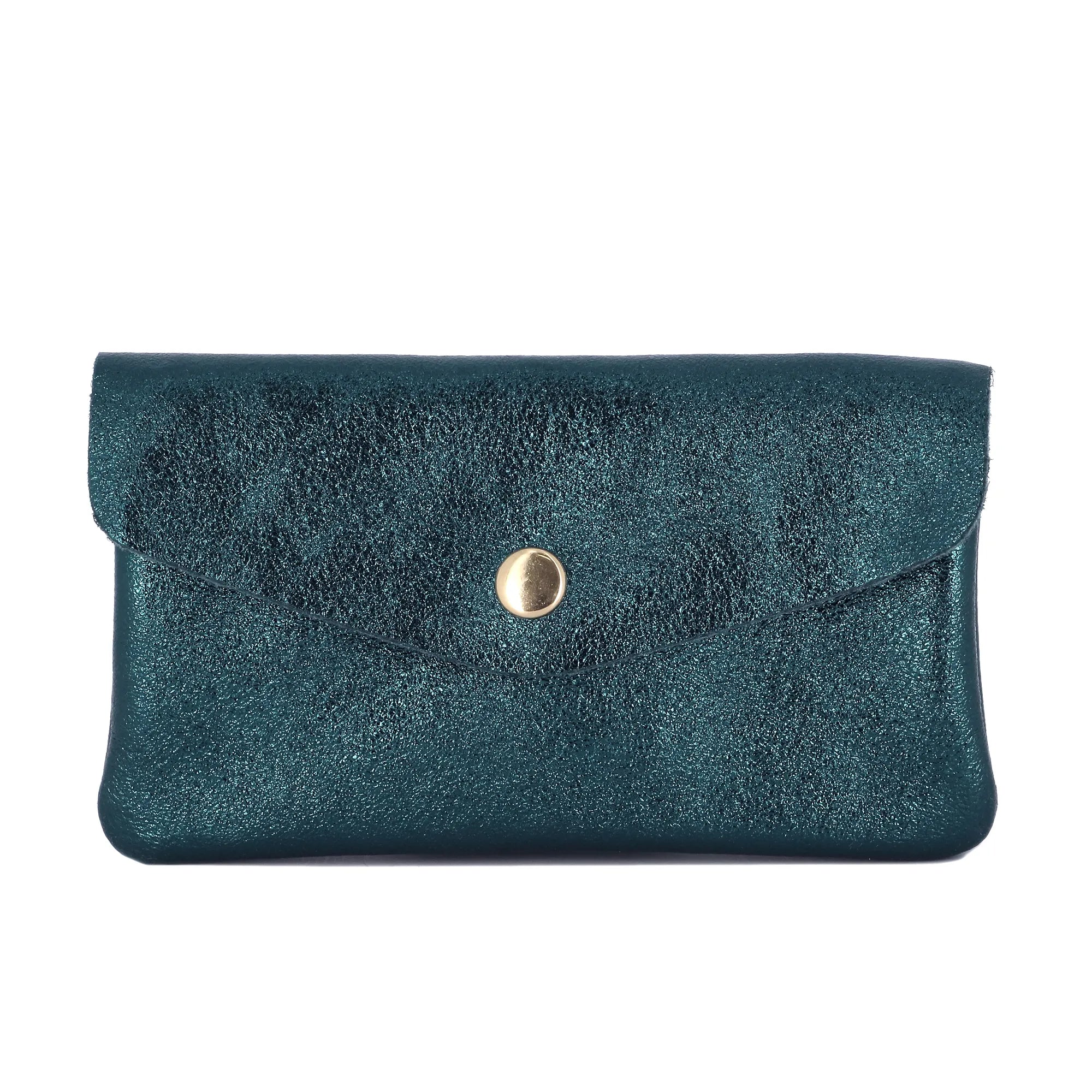 Vue principale du Porte-monnaie cartes femme cuir irisé 051 Pétrole en Cuir couleur BLEU PETROLE.