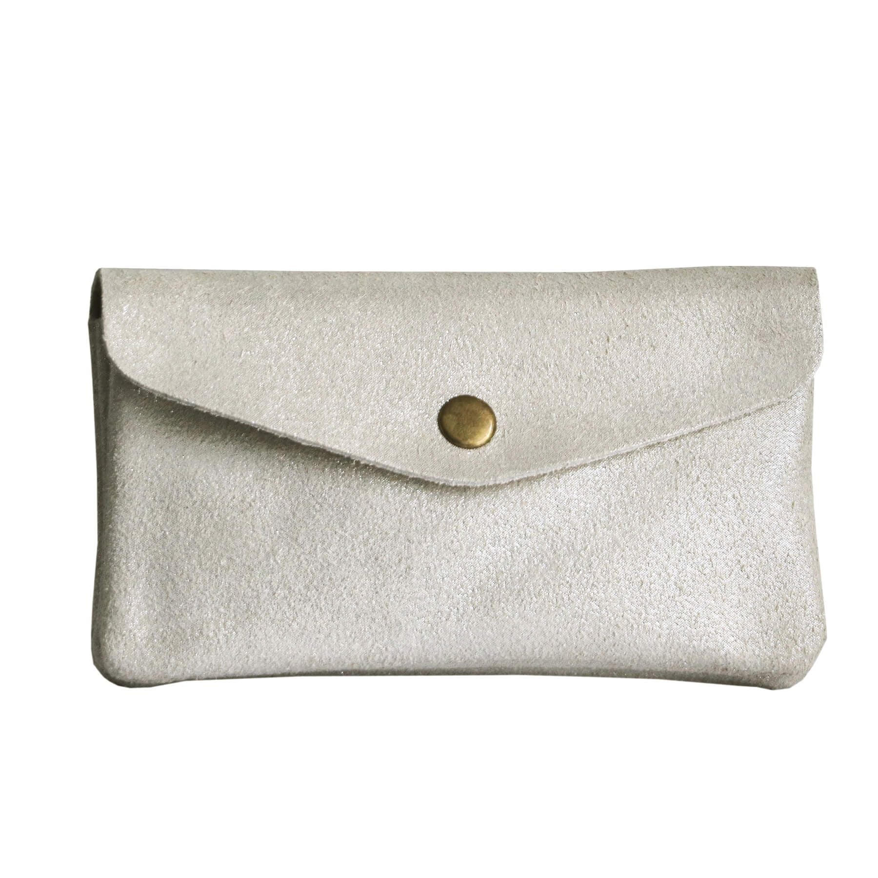 Made in Italy Porte-Monnaie Cartes Mi-long en Cuir Véritable Daim Irisé pour Femme Beige