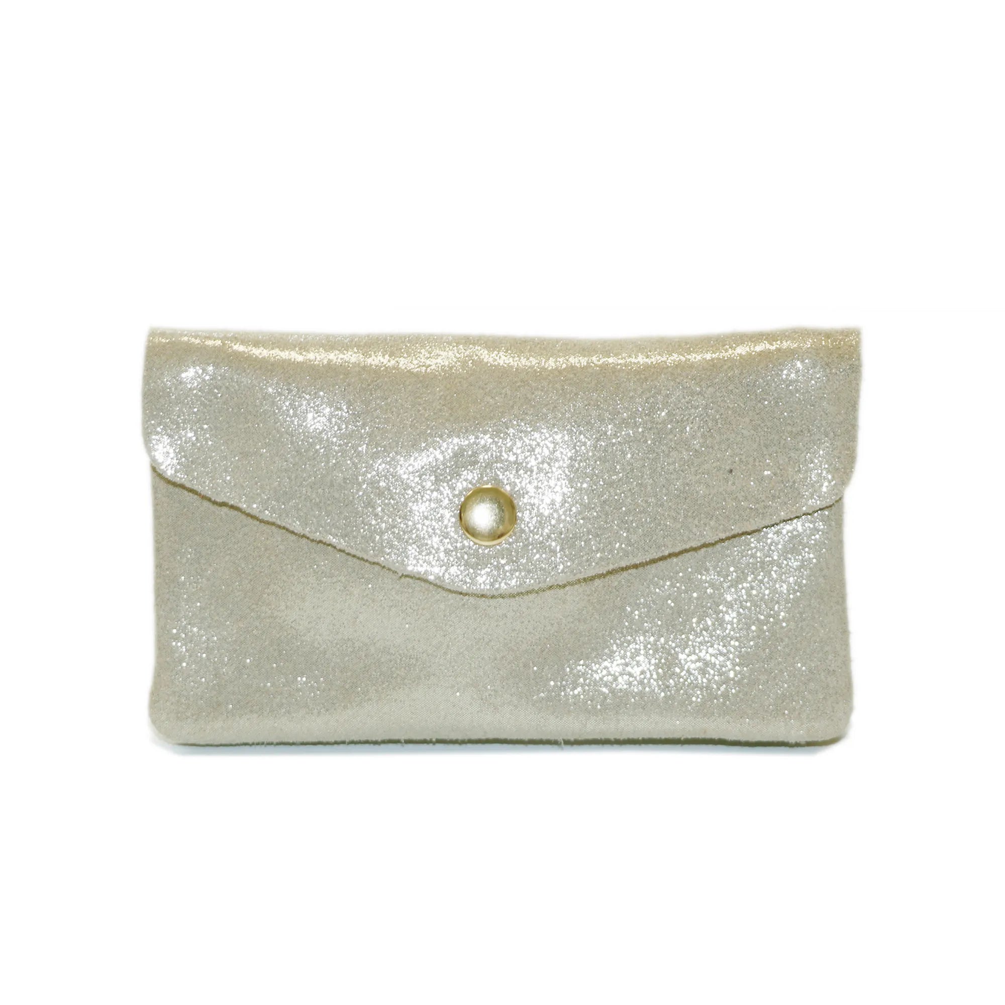 Vue principale du Porte-monnaie cuir daim irisé femme beige en Cuir couleur BEIGE.