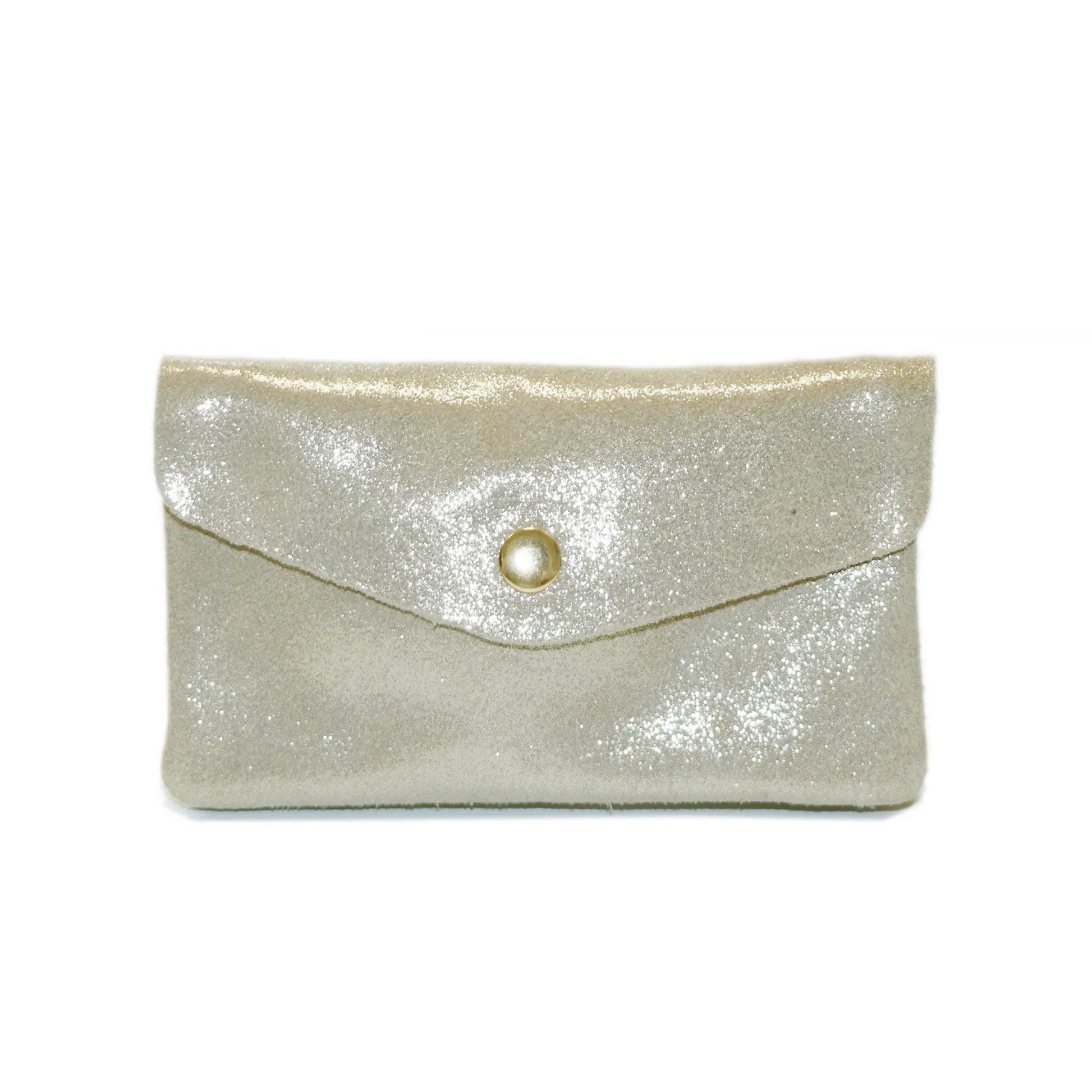 Vue principale du Porte-monnaie cuir daim irisé femme beige en Cuir couleur BEIGE.