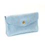 Vue 2 du Porte-monnaie cuir daim irisé femme bleu clair en Cuir couleur BLEU CLAIR - Detail.