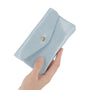 Vue 3 du Porte-monnaie cuir daim irisé femme bleu clair en Cuir couleur BLEU CLAIR - Detail.