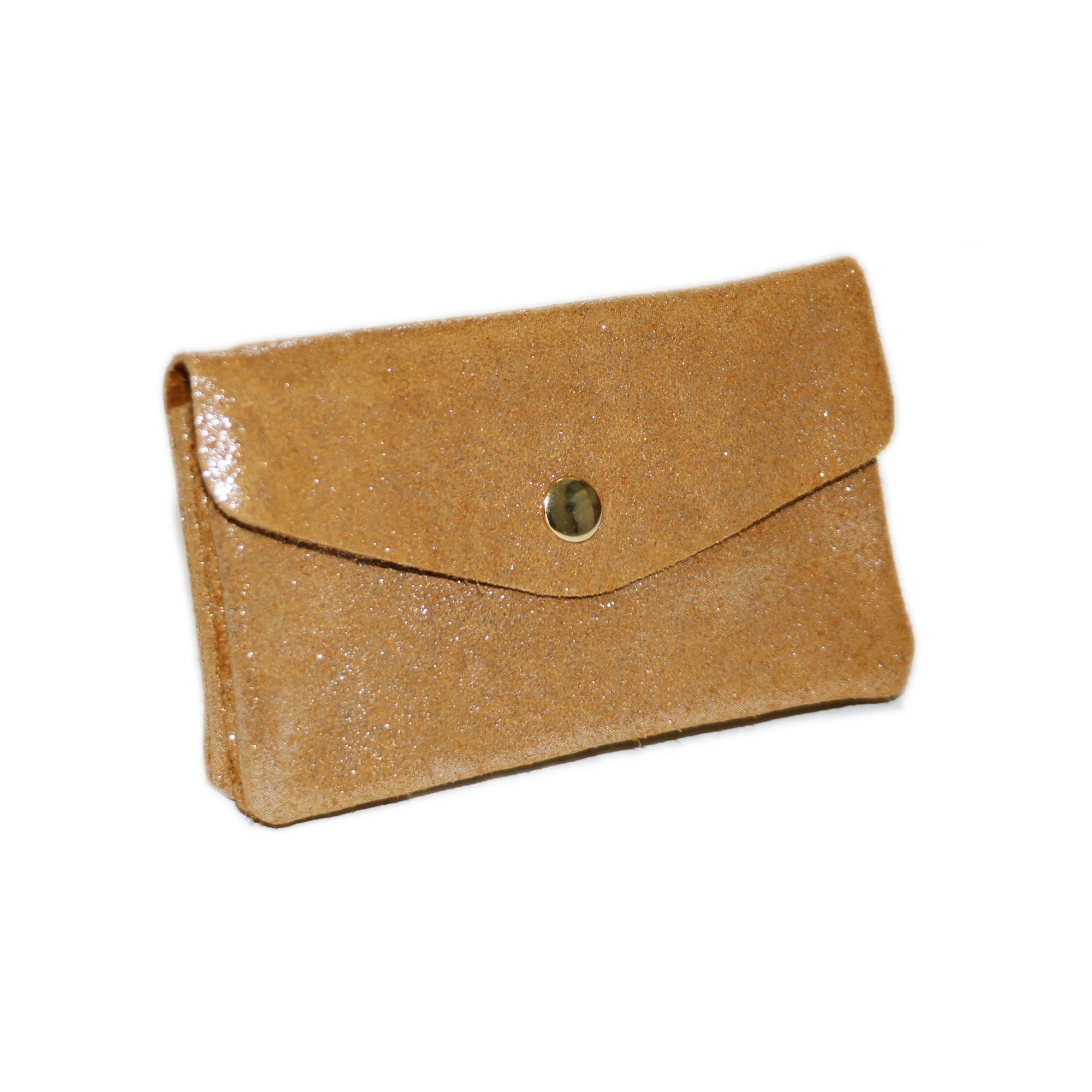 Vue 2 du Porte-monnaie cuir daim irisé femme camel en Cuir couleur CAMEL - Detail.