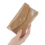 Vue 3 du Porte-monnaie cuir daim irisé femme camel en Cuir couleur CAMEL - Detail.