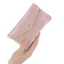 Vue 3 du Porte-monnaie cuir daim irisé femme rose en Cuir couleur ROSE - Detail.