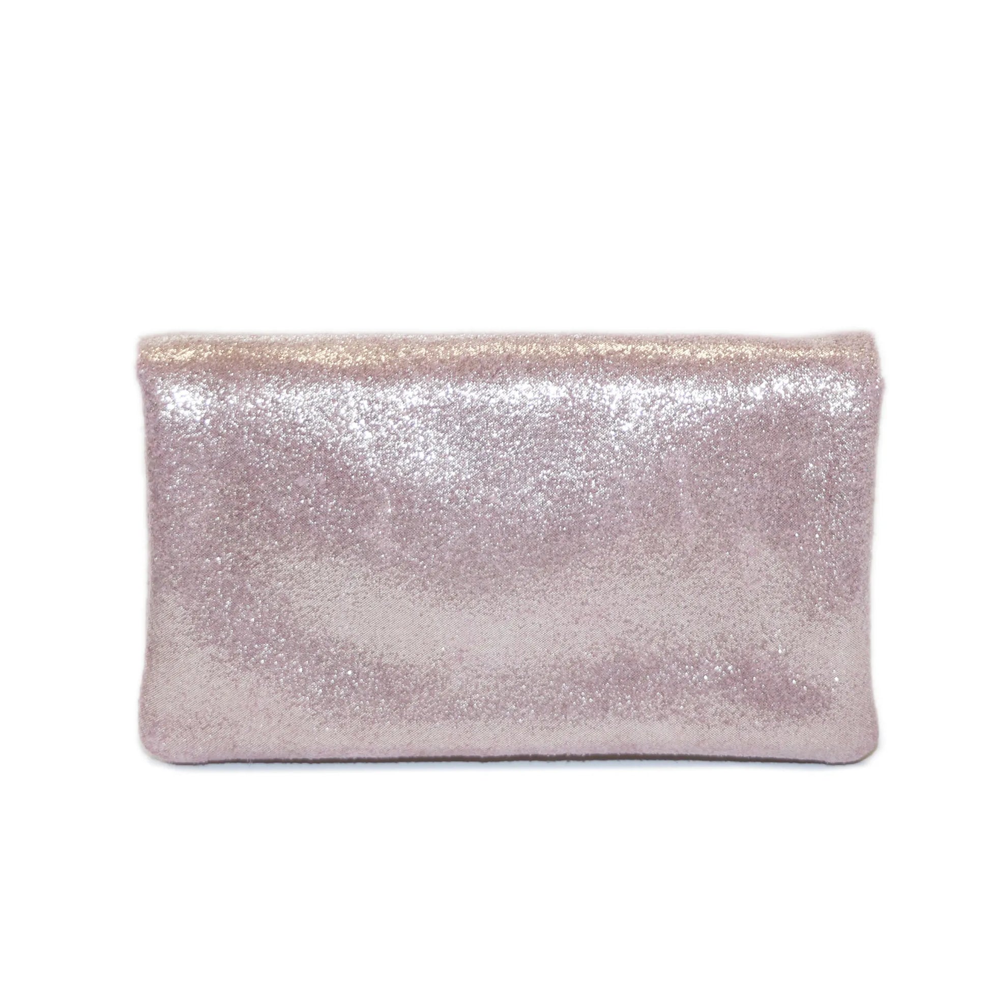 Vue 6 du Porte-monnaie cuir daim irisé femme rose en Cuir couleur ROSE - Detail.