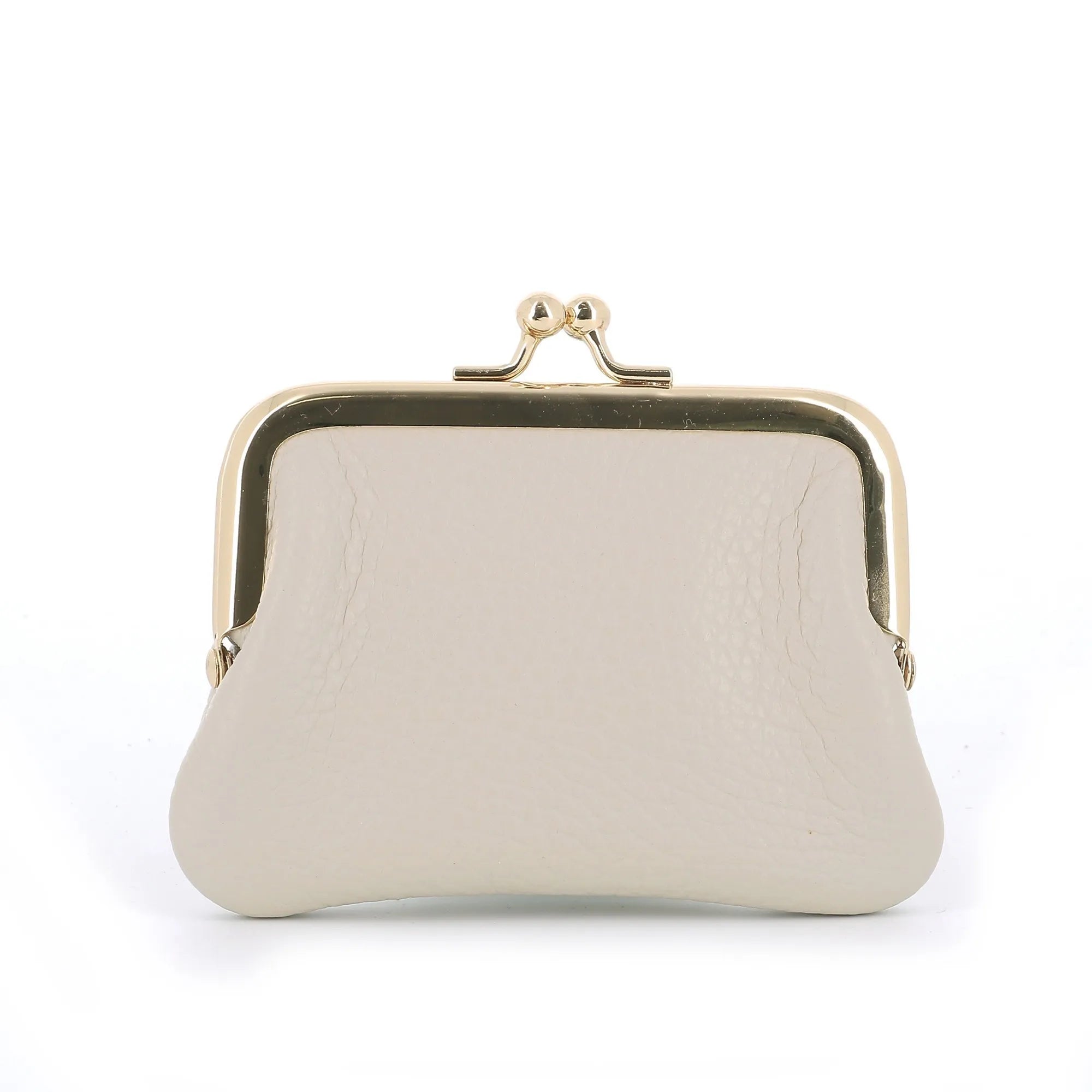 Vue principale du Porte-monnaie Cuir Grainé Rétro à Clic Clac Crème en Cuir couleur CREME.