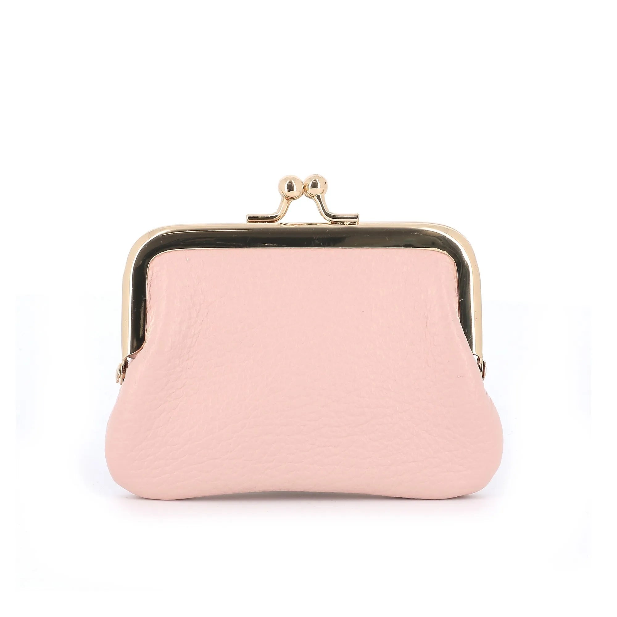 Vue principale du Porte-monnaie Cuir Grainé Rétro à Clic Clac Rose en Cuir couleur ROSE.