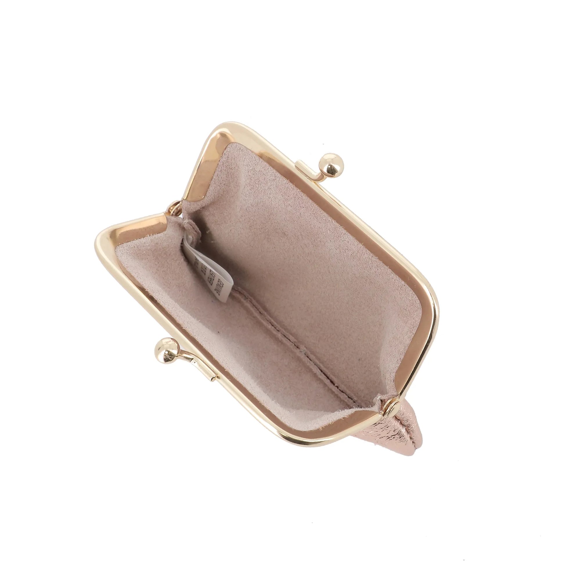Vue 4 du Porte-monnaie Cuir Irisé Rétro à Clic Clac Or Rose en Cuir couleur OR ROSE - Detail.