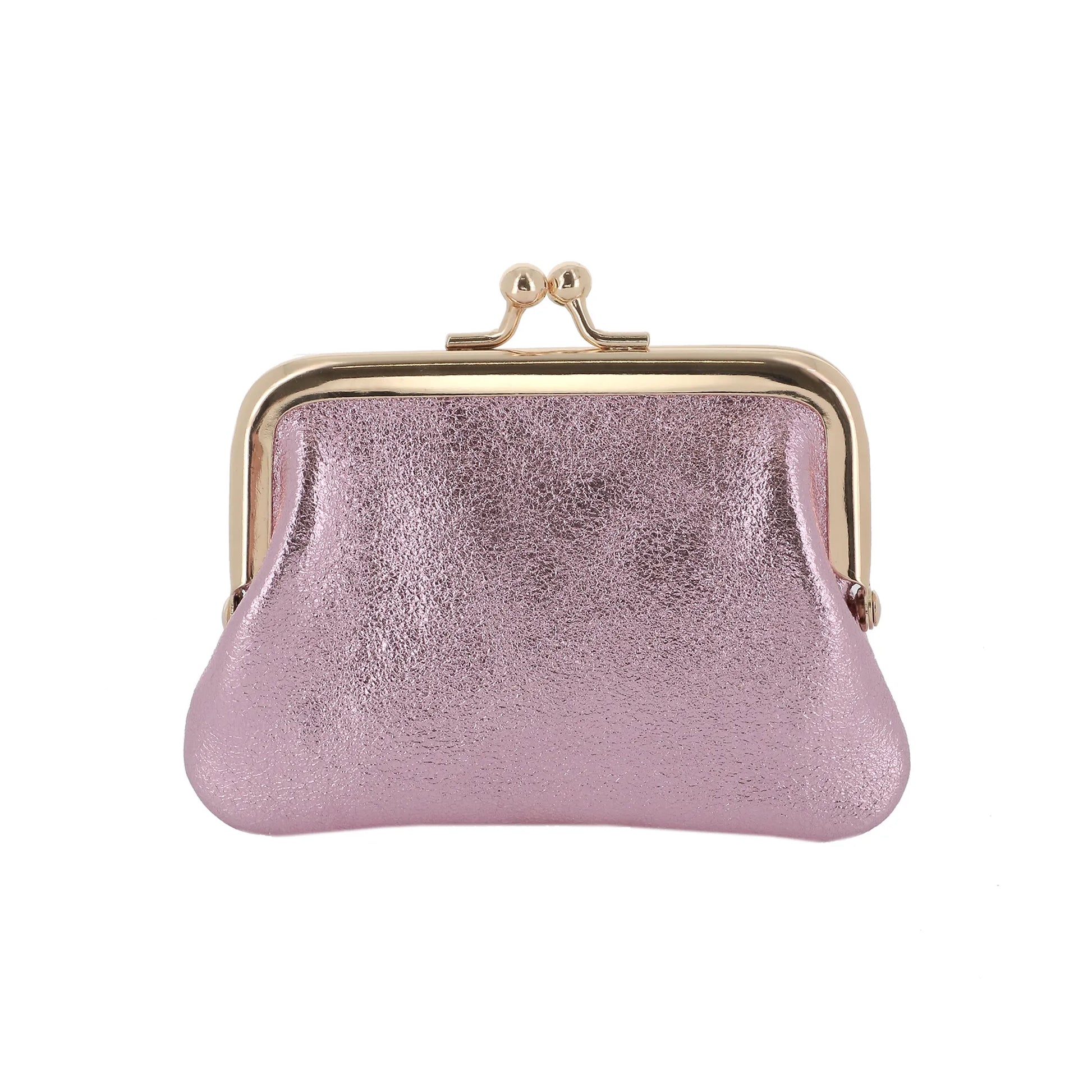 Vue principale du Porte-monnaie Cuir Irisé Rétro à Clic Clac Rose en Cuir couleur ROSE.