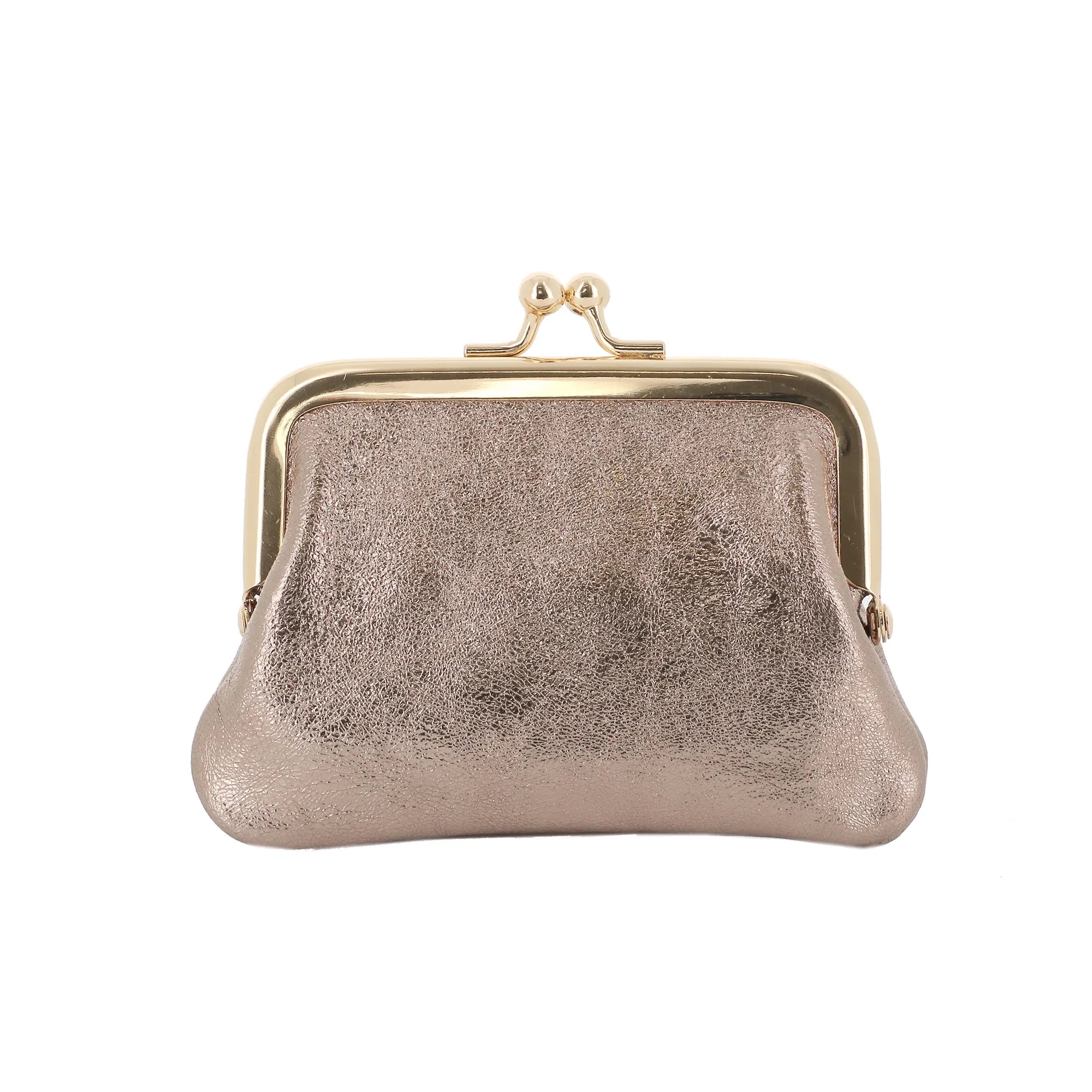 Vue principale du Porte-monnaie Cuir Irisé Rétro à Clic Clac Taupe en Cuir couleur TAUPE.