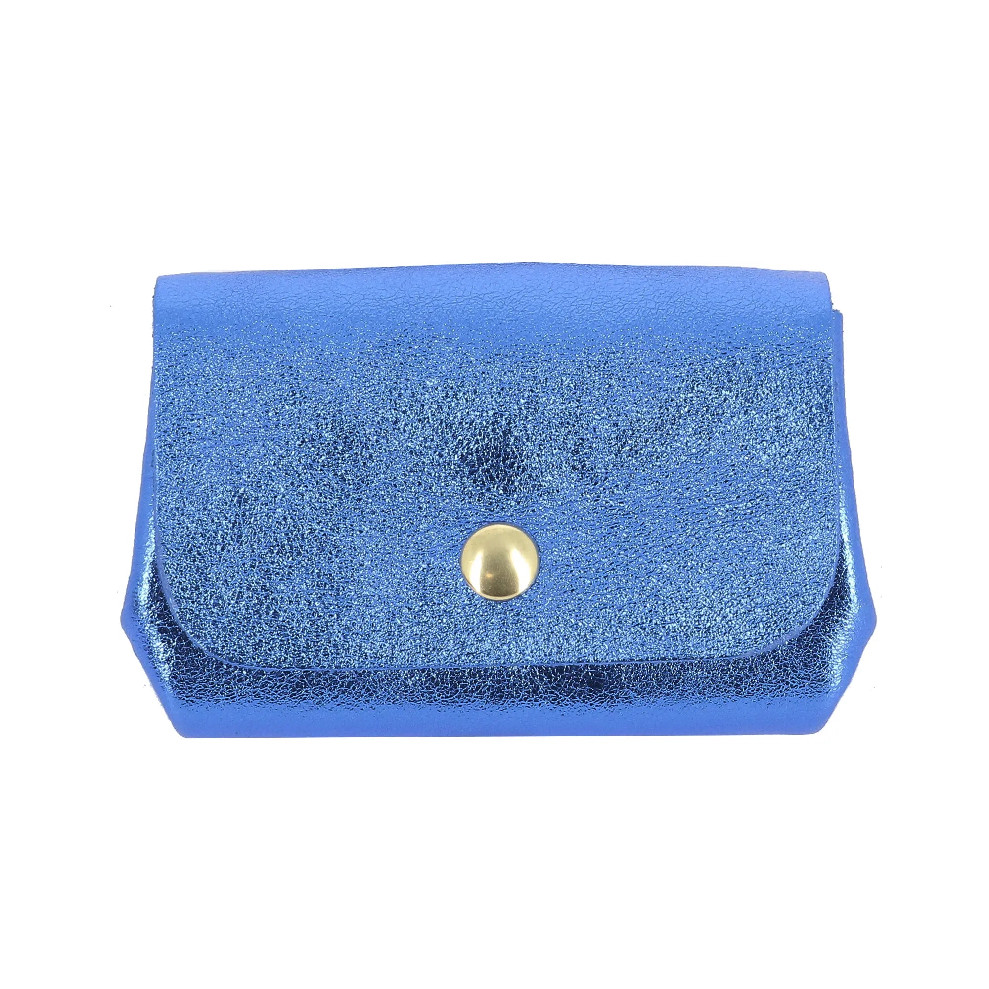 Vue principale du Porte-monnaie cuir souple irisé 04 Bleu Vif en Cuir couleur BLEU VIF.