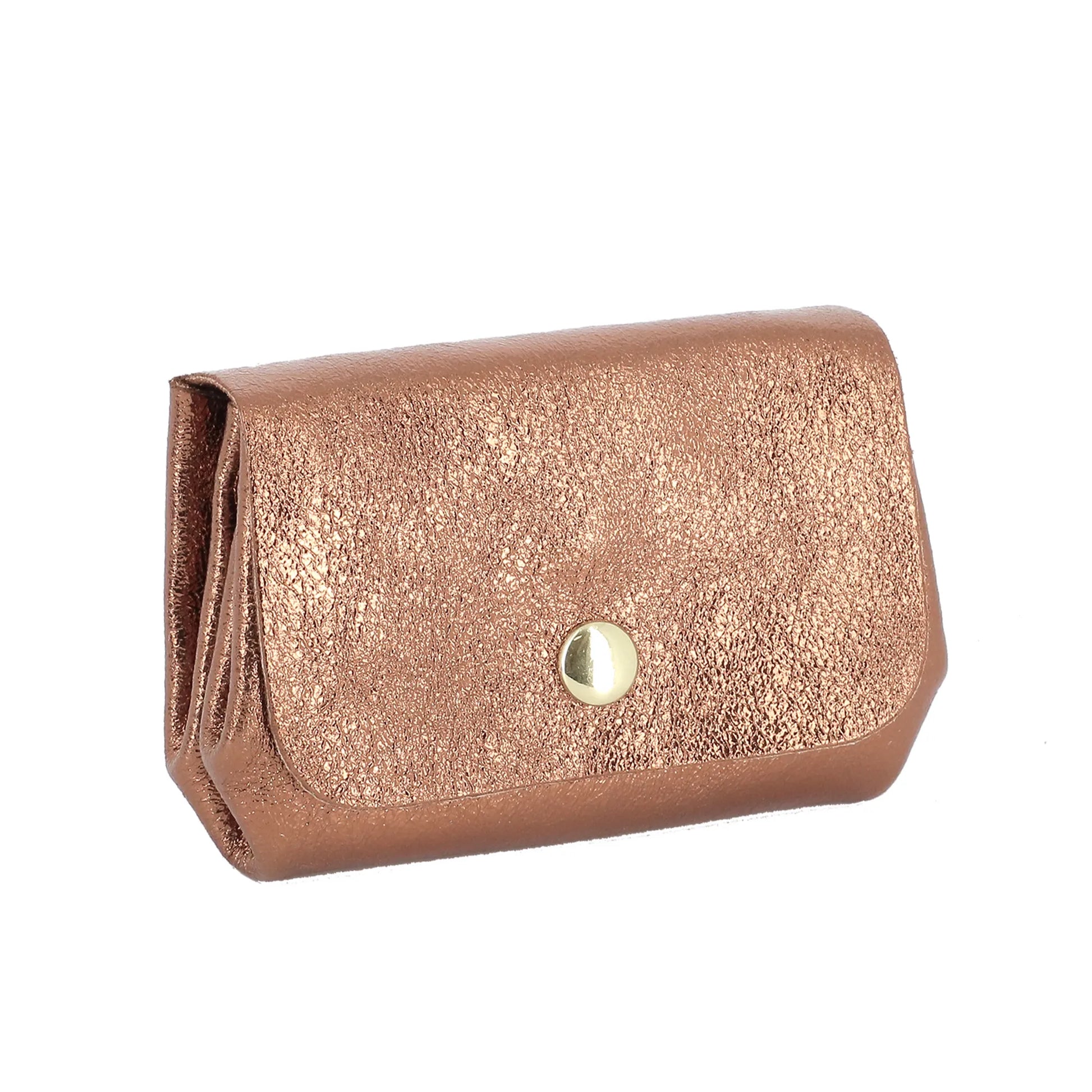 Vue 2 du Porte-monnaie cuir souple irisé 04 Bronze en Cuir couleur BRONZE - Detail.