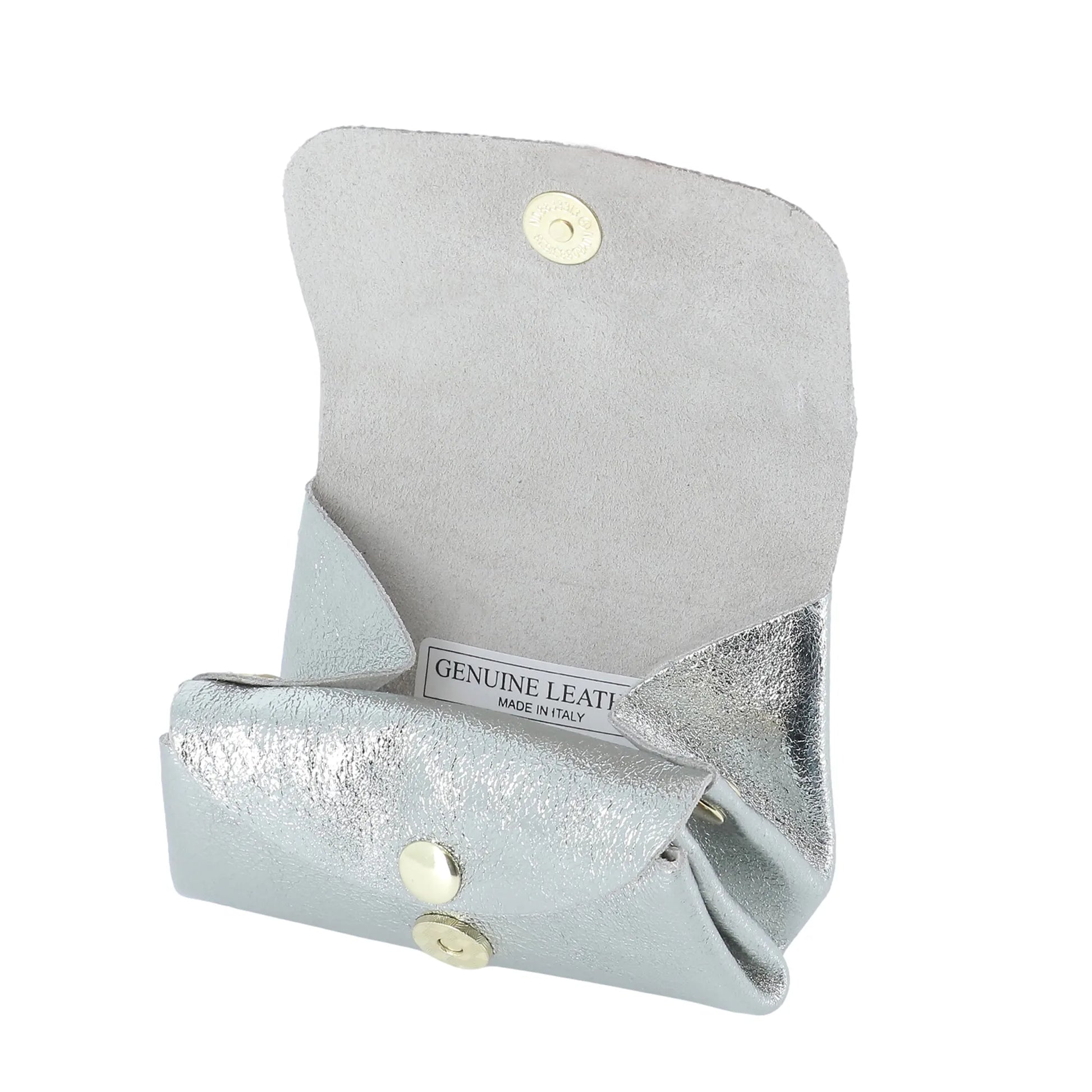 Vue 4 du Porte-monnaie cuir souple irisé 04 Gris Perle en Cuir couleur GRIS PERLE - Detail.
