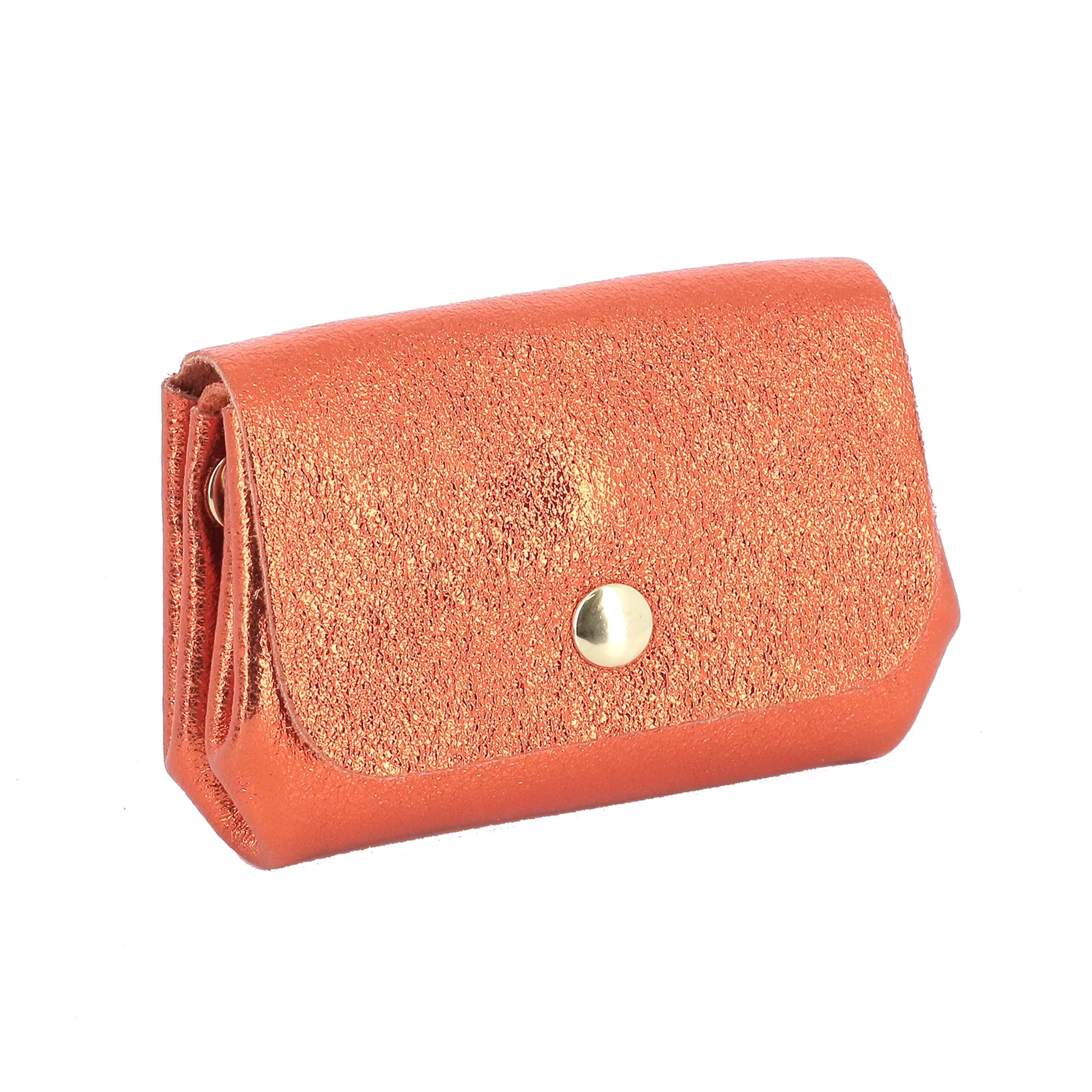 Vue 2 du Porte-monnaie cuir souple irisé 04 Orange en Cuir couleur ORANGE - Detail.