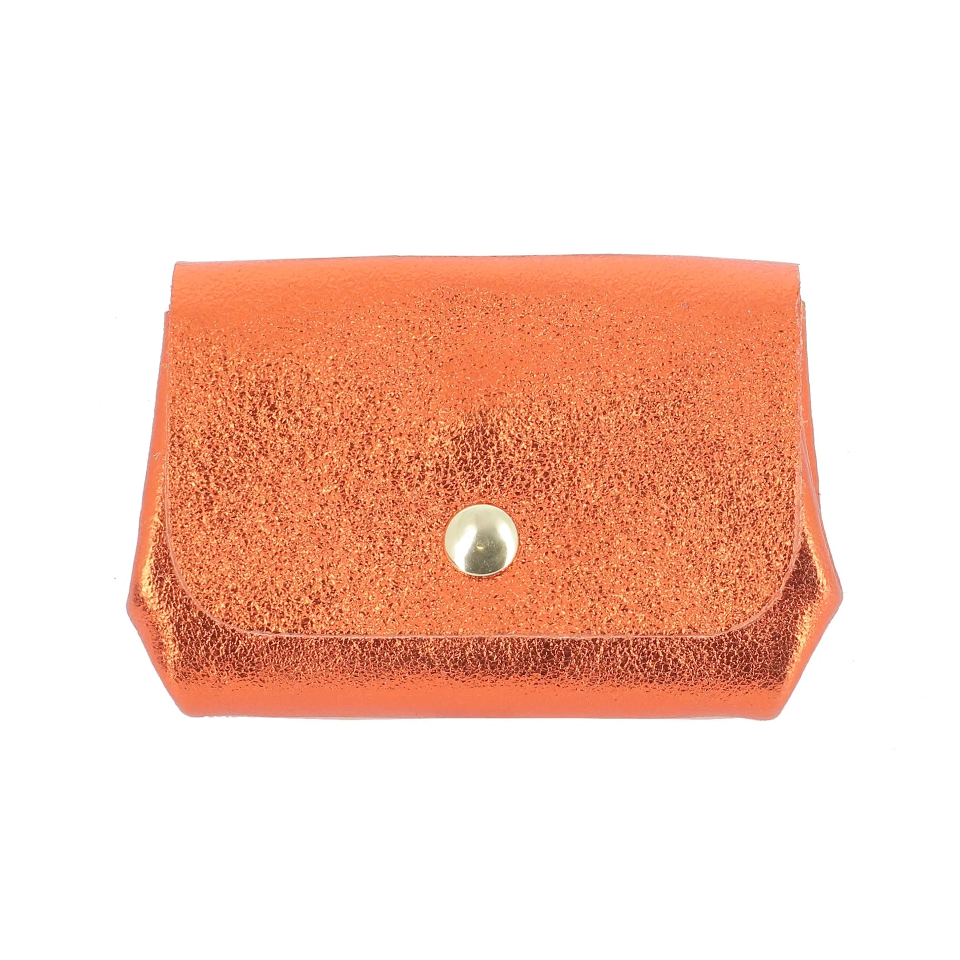 Vue principale du Porte-monnaie cuir souple irisé 04 Orange en Cuir couleur ORANGE.