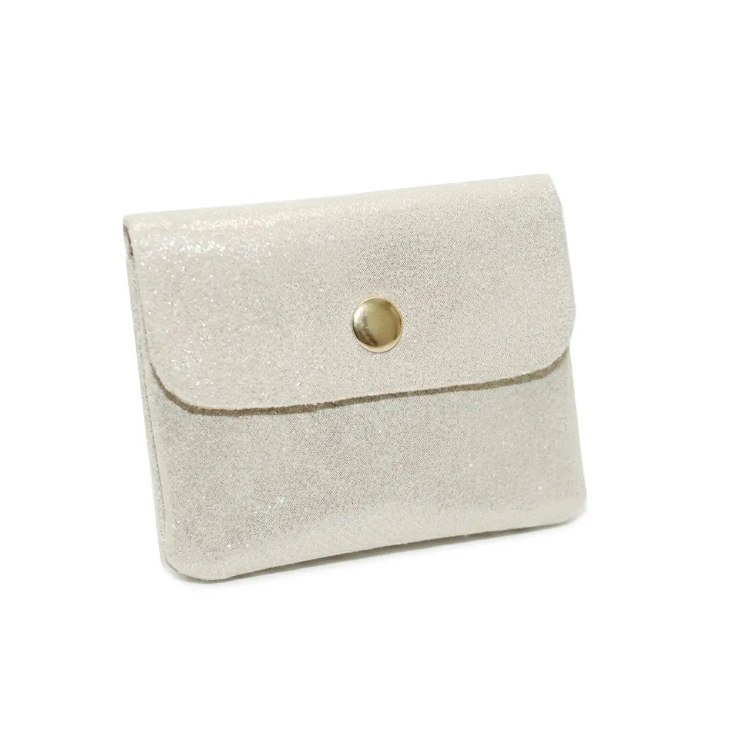 Vue 3 du Porte-monnaie femme cuir daim irisé 044 Ecru en Cuir couleur ECRU - Detail.